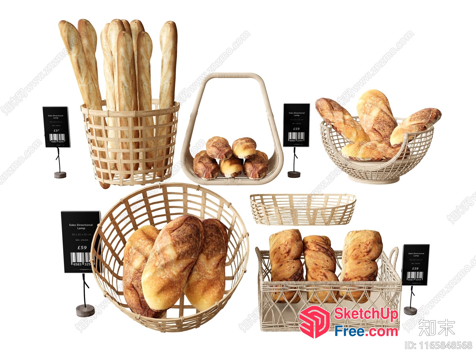 Baskets Of Bread For Sale 3D SketchUp File