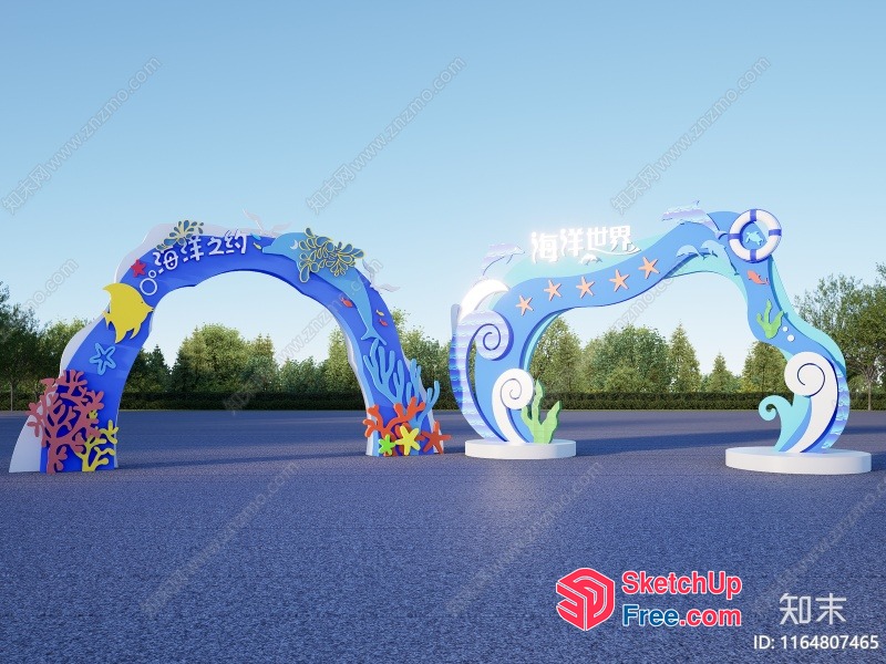 Ocean-Themed Archways 3D SketchUp File