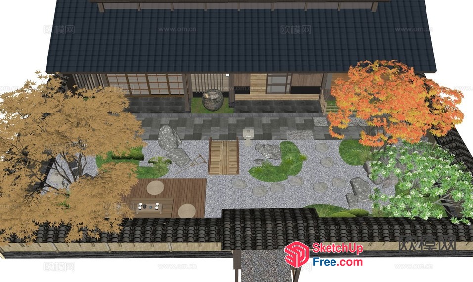 Traditional Japanese Villa With Zen Garden 3D SketchUp File