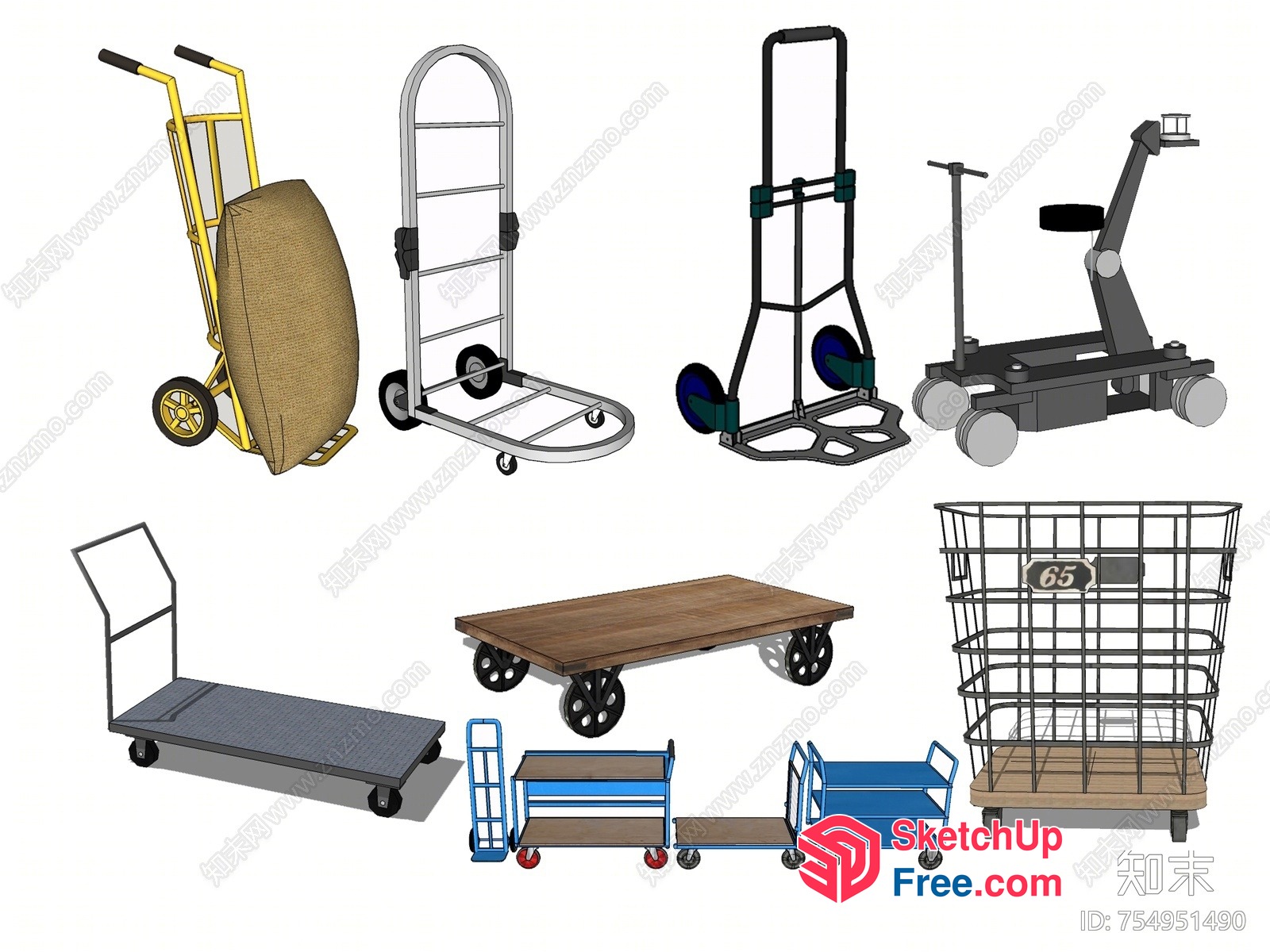Variety Of Industrial Hand Trucks 3D SketchUp File
