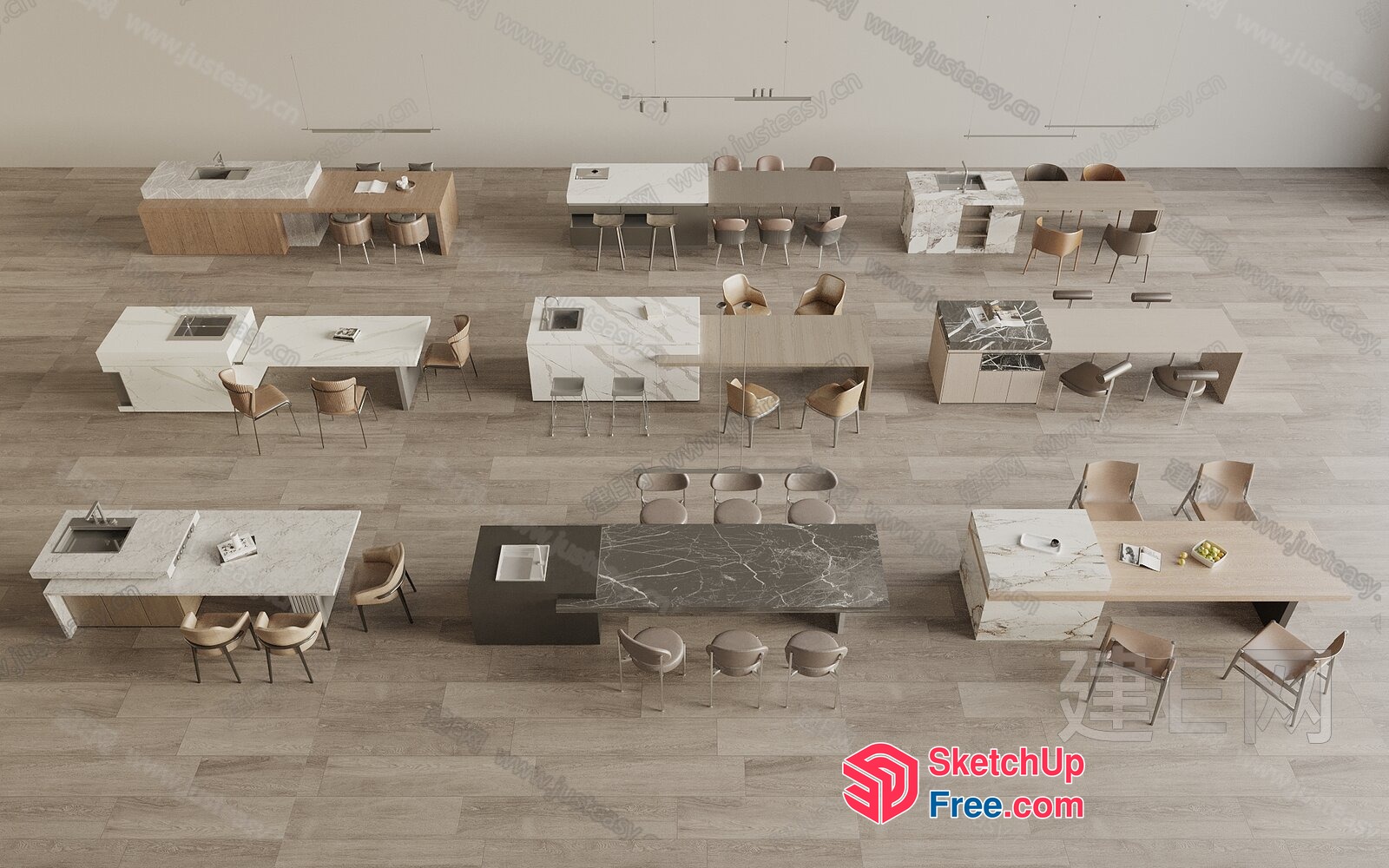 Modern Office Furniture Layout 3D SketchUp File