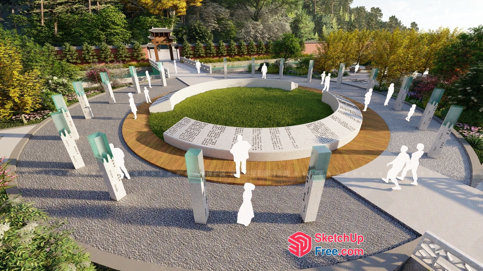 Serene Circular Memorial Park 3D SketchUp File
