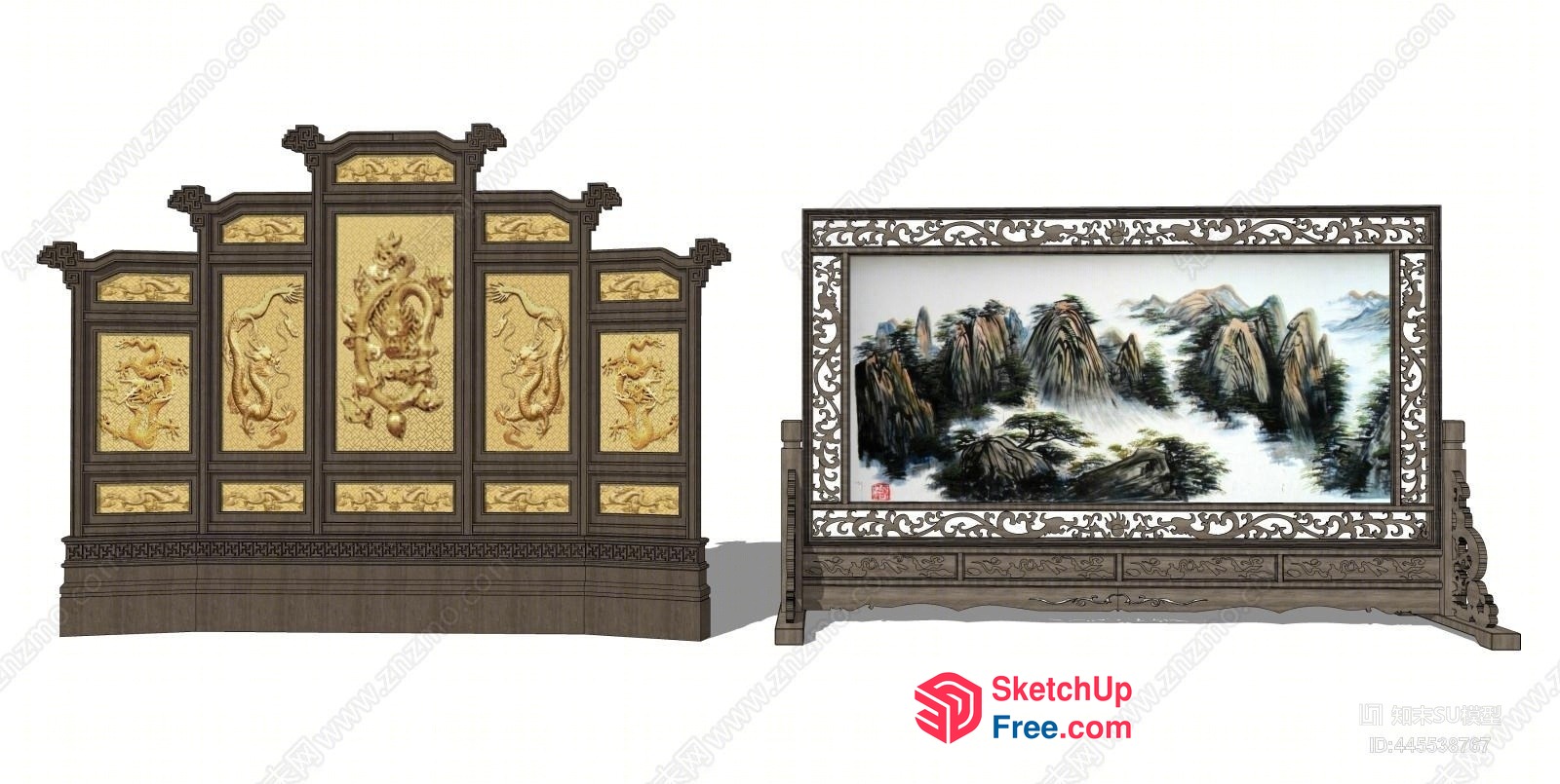 Asian-Inspired Bedroom Furniture With Ornate Details 3D SketchUp File