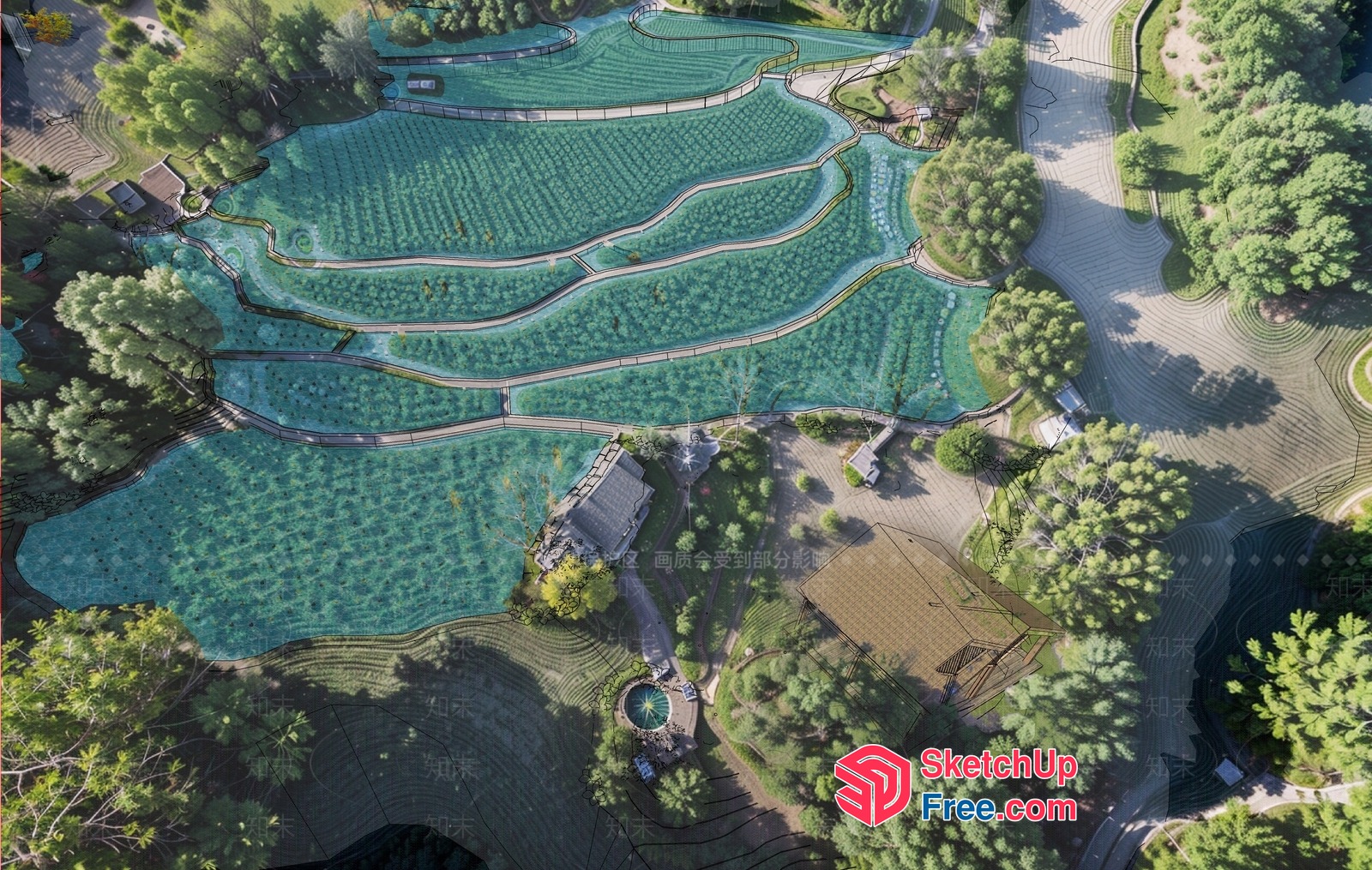 Serene Agricultural Landscape 3D SketchUp File