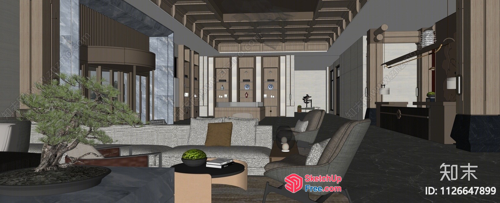 Modern Minimalist Living Room With Japanese-Inspired Decor 3D SketchUp File