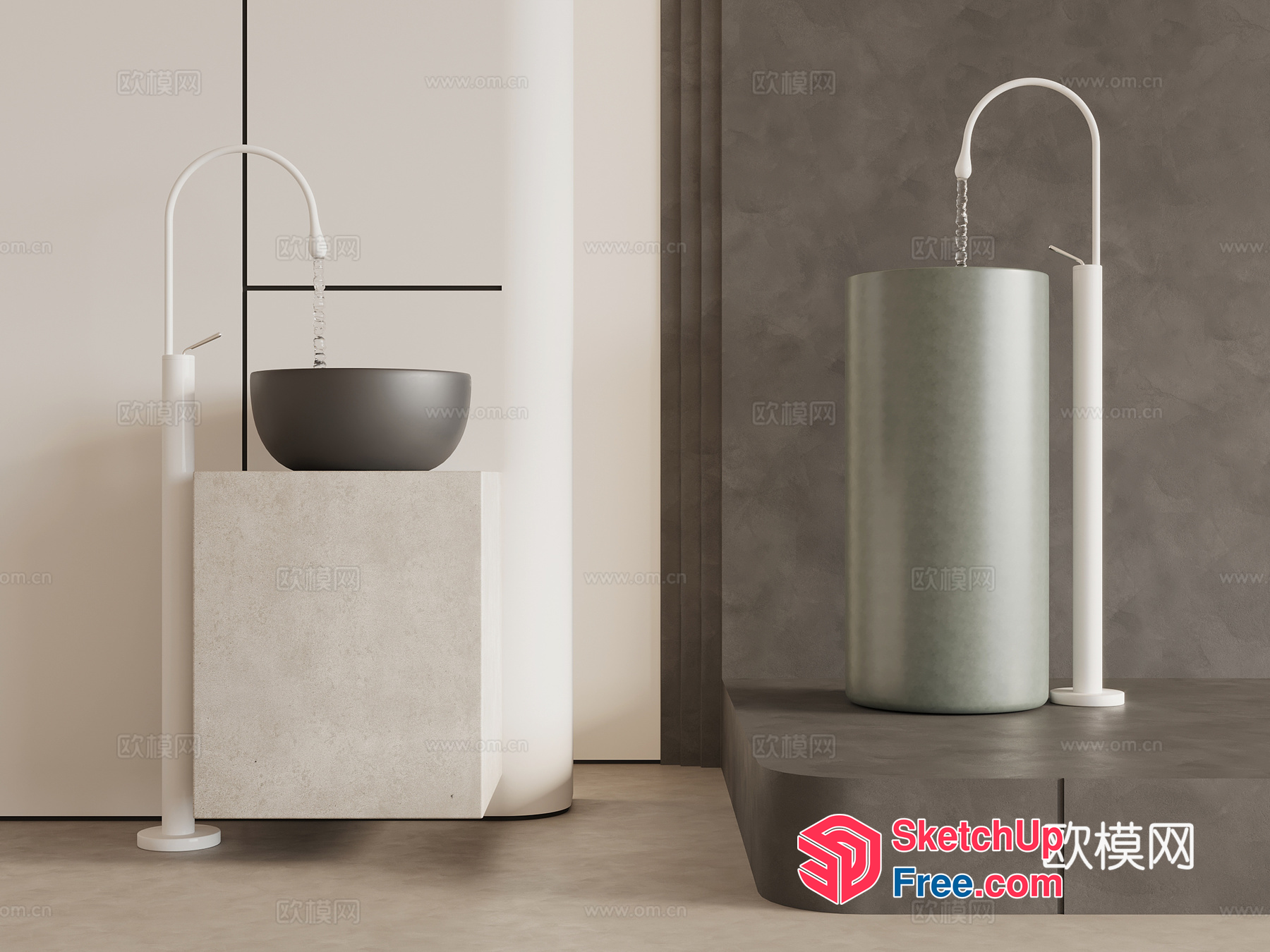 Modern Minimalist Bathroom Sink And Faucet 3D SketchUp File