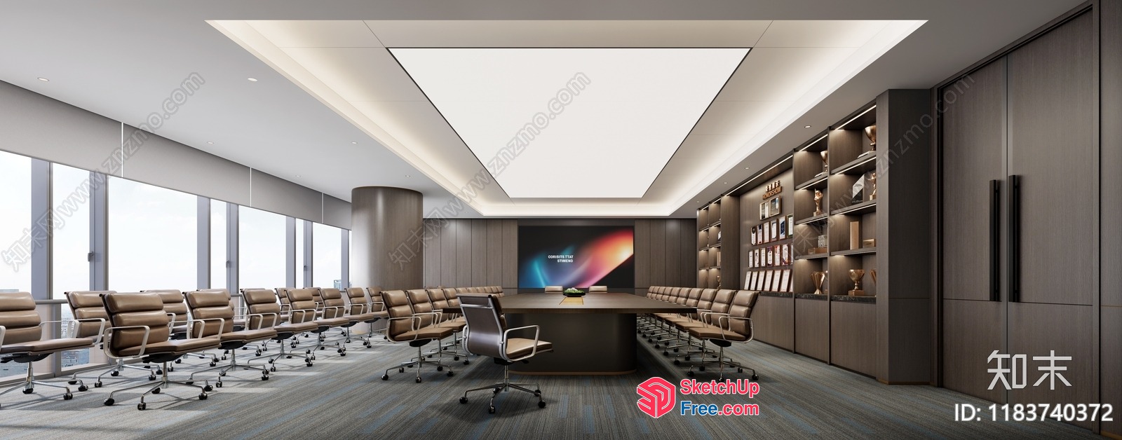 Modern Conference Room With Large Screen And Comfortable Seating 3D SketchUp File