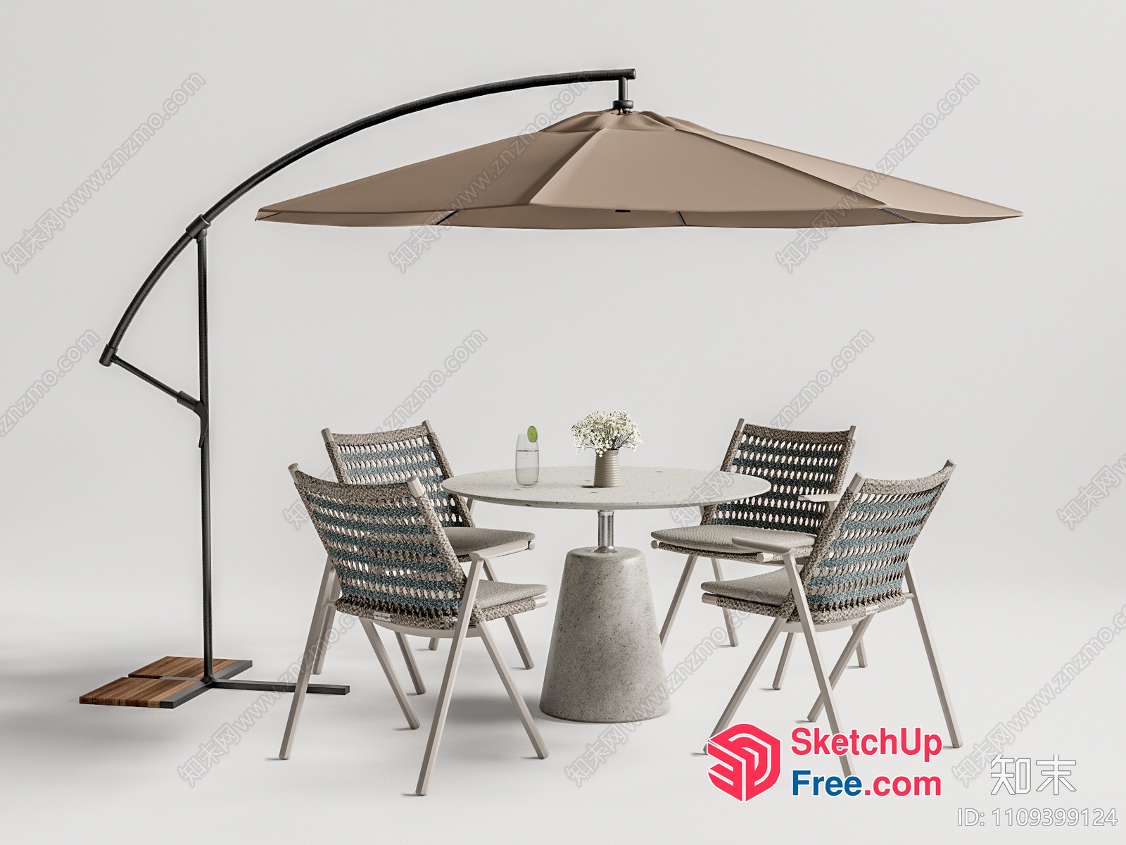 Outdoor Patio Furniture Set With Umbrella 3D SketchUp File