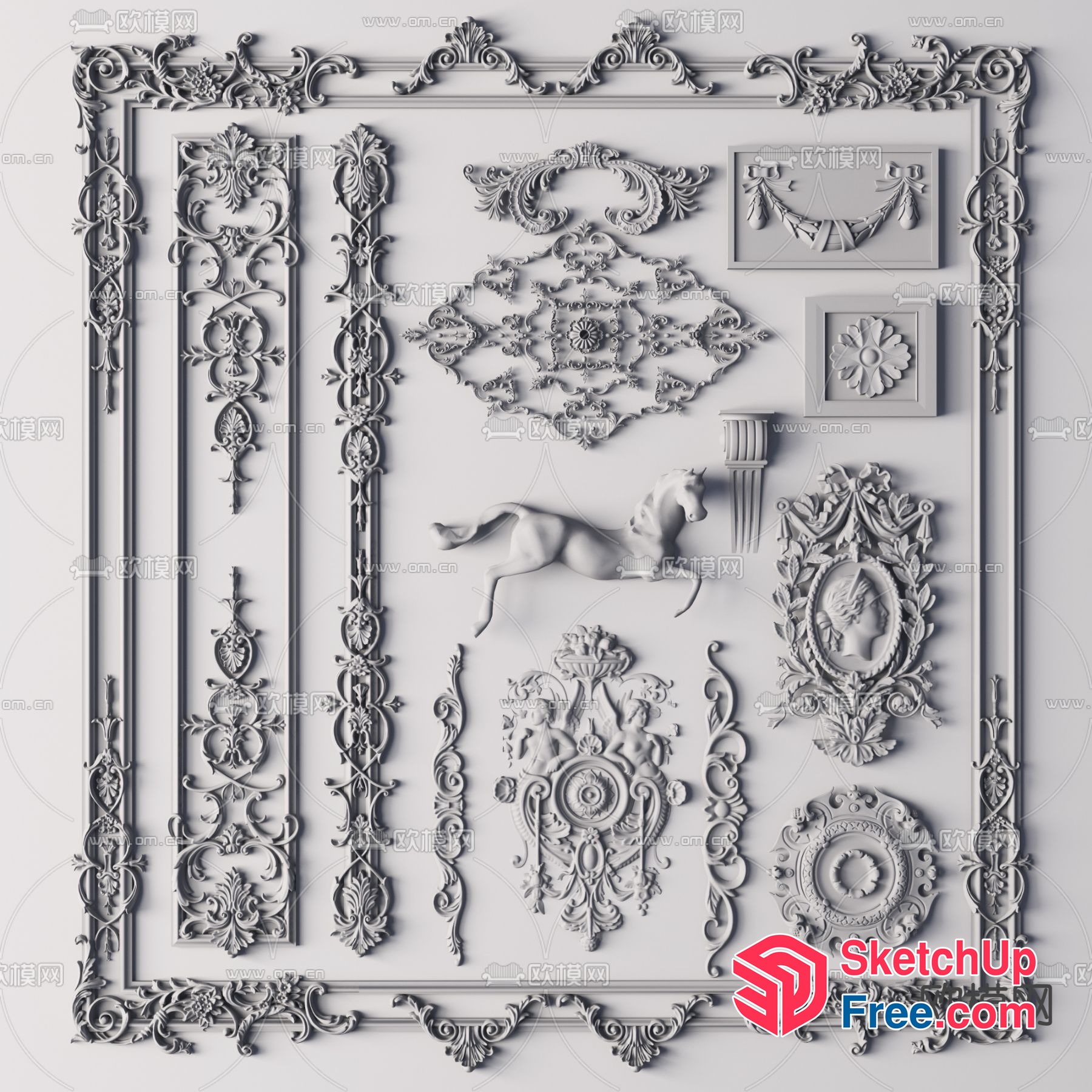 Intricate Carved Details For Classic Interior 3D SketchUp File
