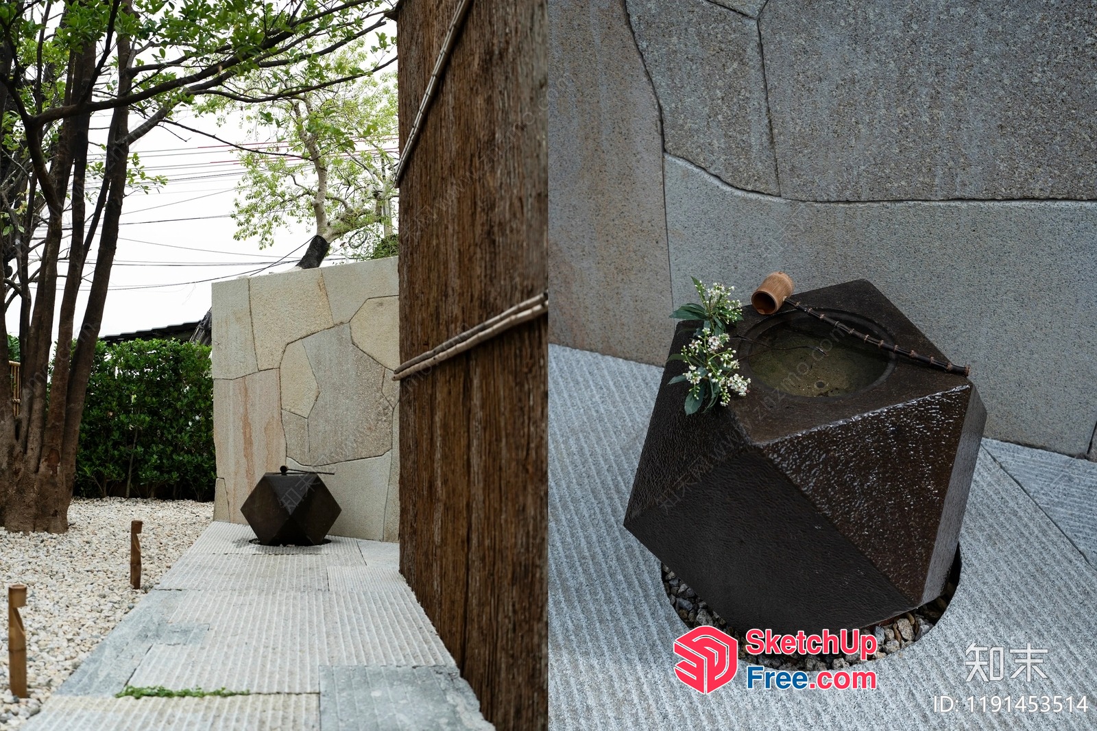 Modern Japanese-Inspired Outdoor Decor 3D SketchUp File