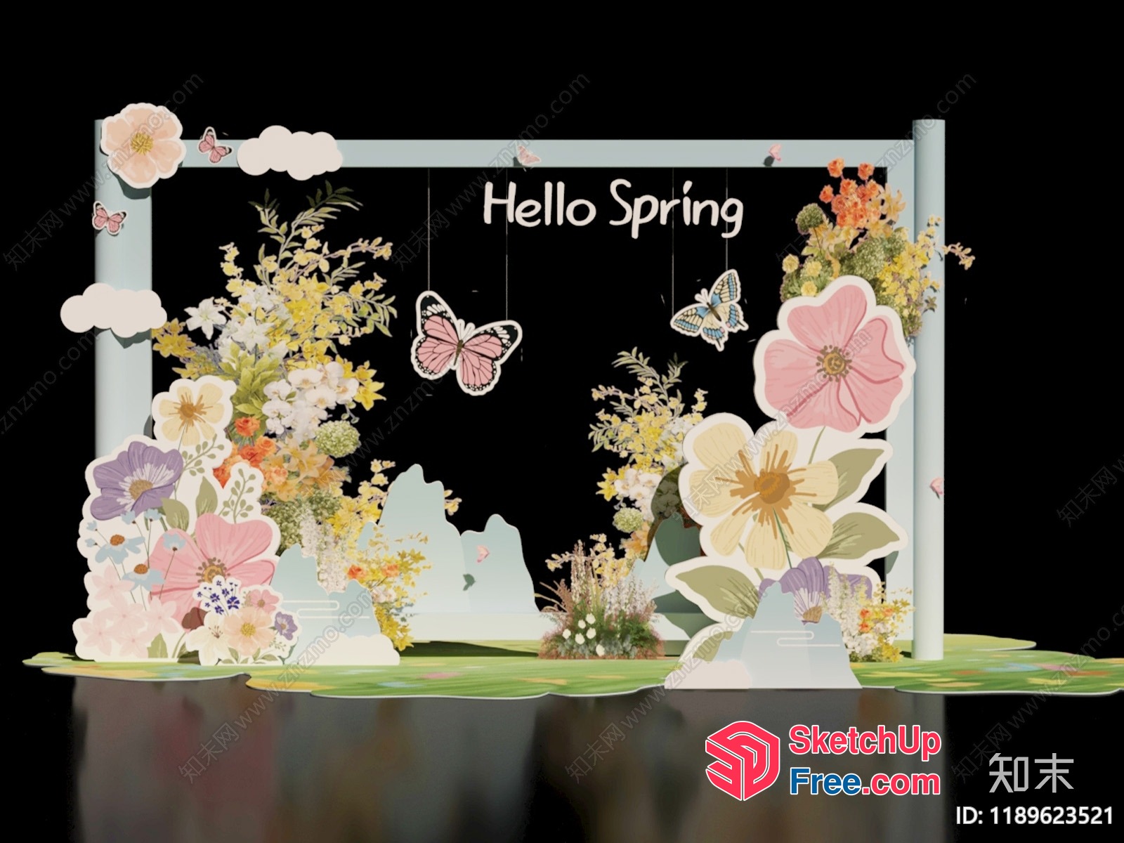 Springtime Floral Backdrop 3D SketchUp File