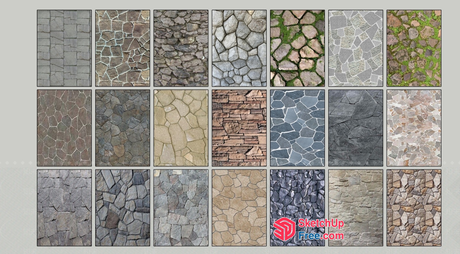 Various Stone Textures 3D SketchUp File