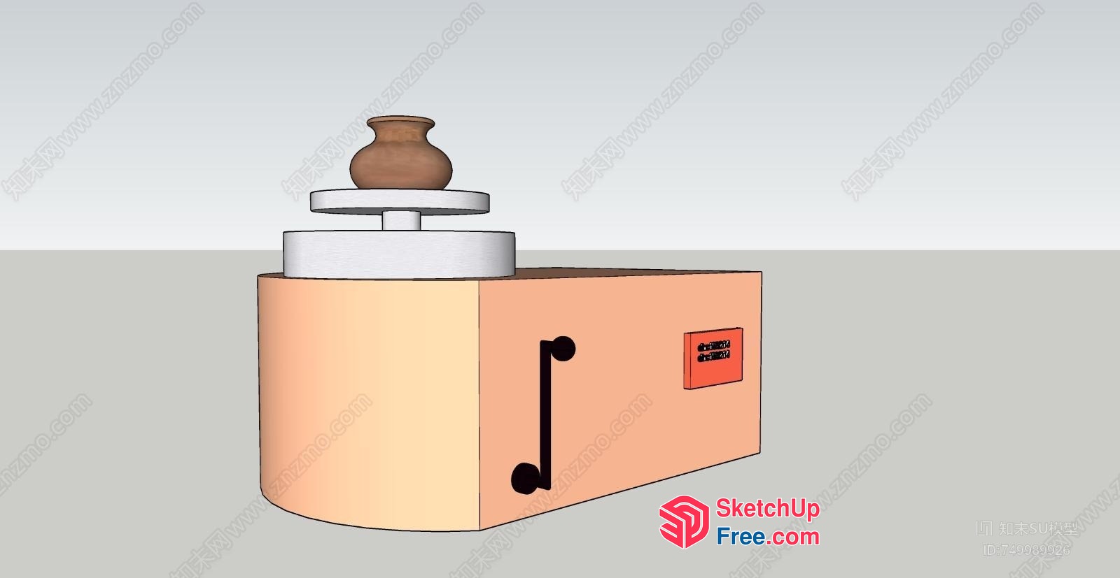 Vintage Style Clay Pot On Display 3D SketchUp File