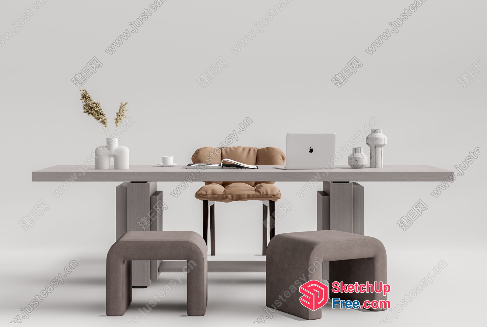 Modern Minimalist Office Space With Clean Lines And Neutral Tones 3D SketchUp File
