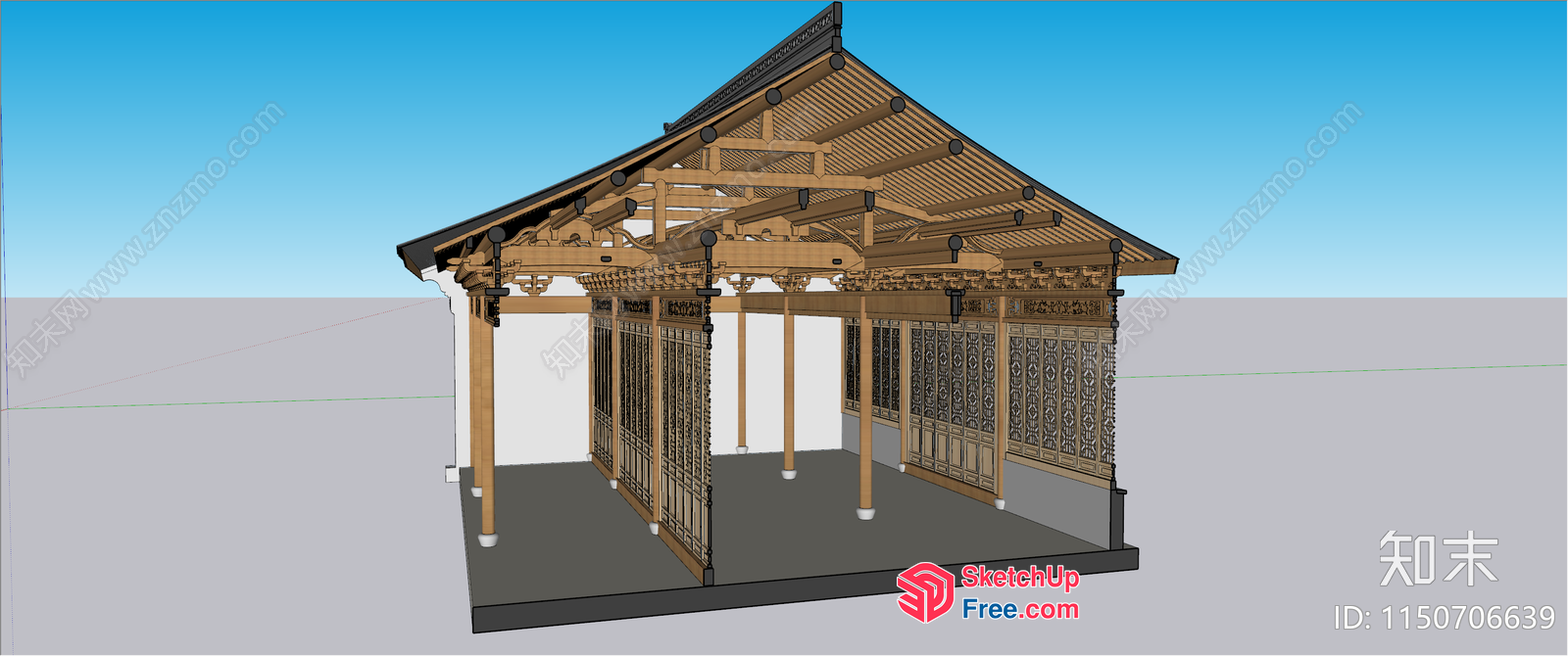 Traditional Asian-Style Home Exterior 3D SketchUp File