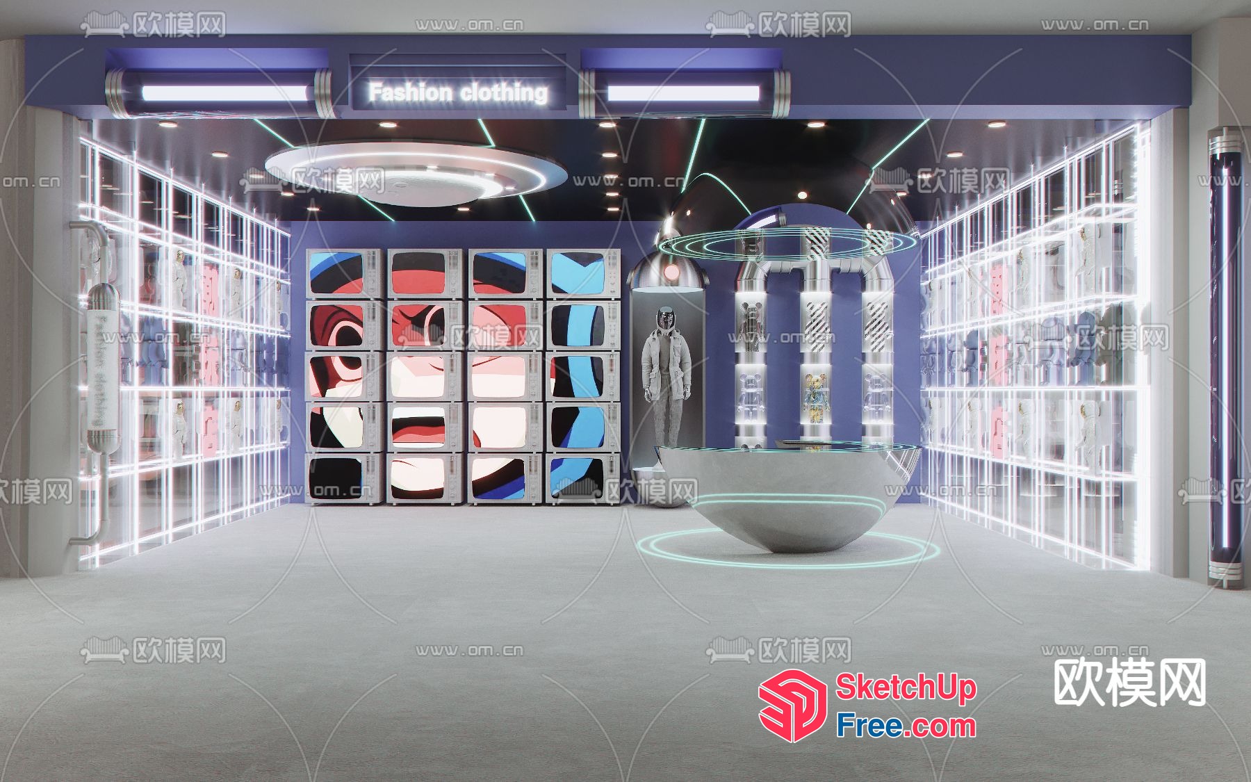 Futuristic Fashion Retail Space 3D SketchUp File