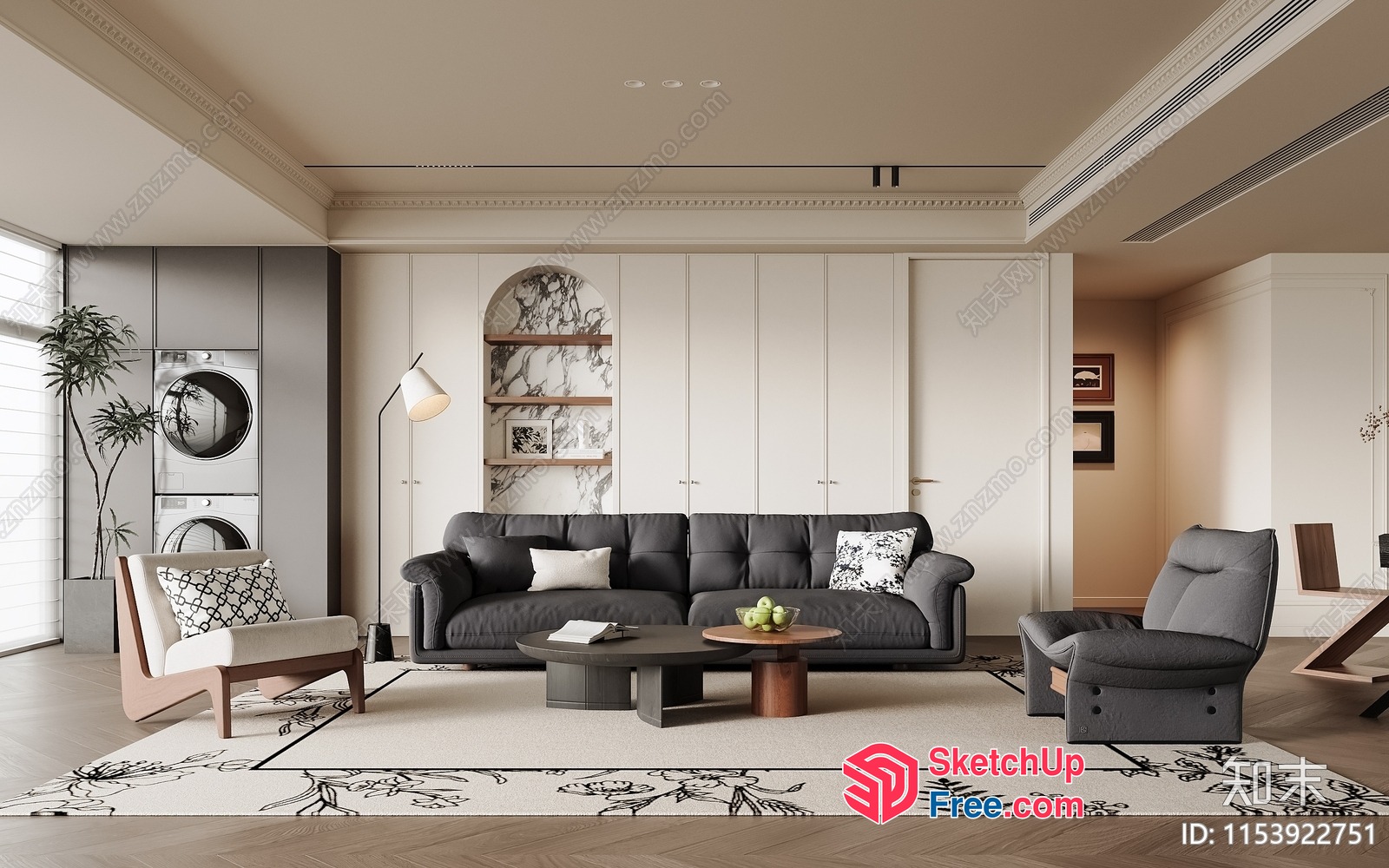 Elegant Modern Living Room Interior 3D SketchUp File