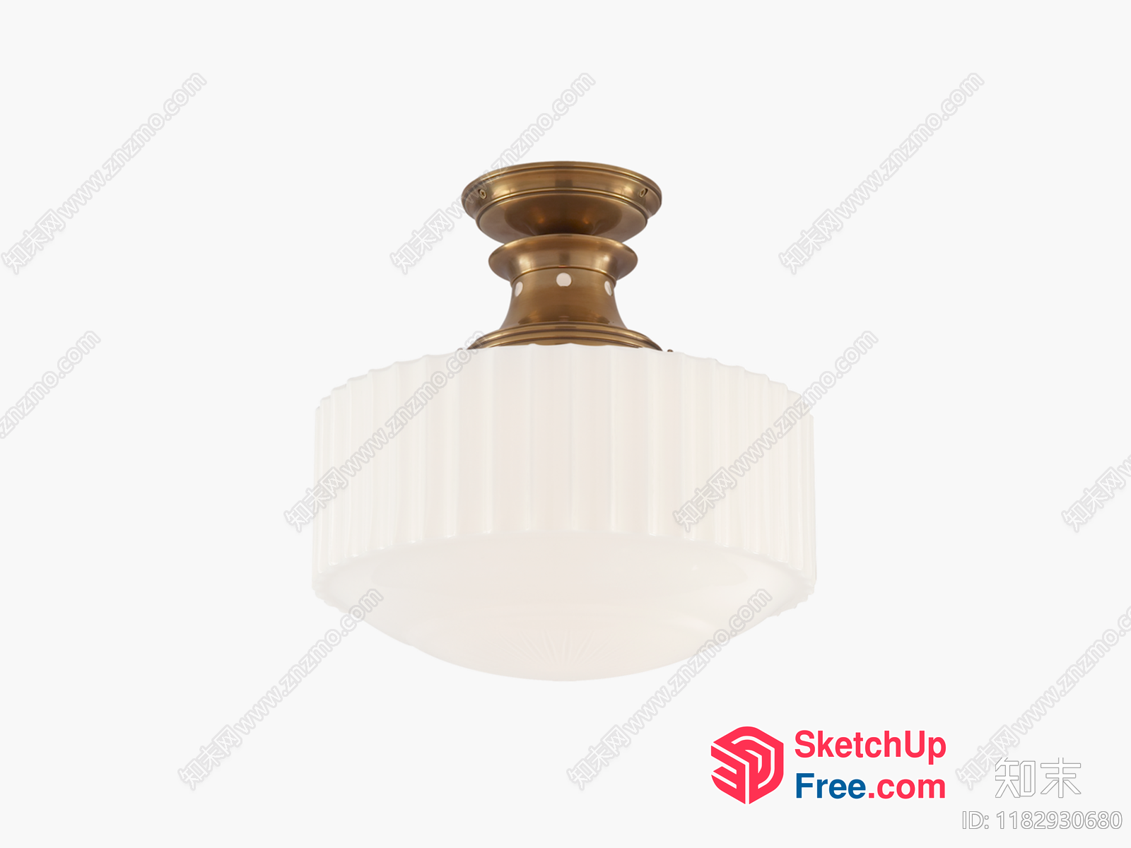 Elegant Ceiling Fixture With Fluted Glass Shade 3D SketchUp File