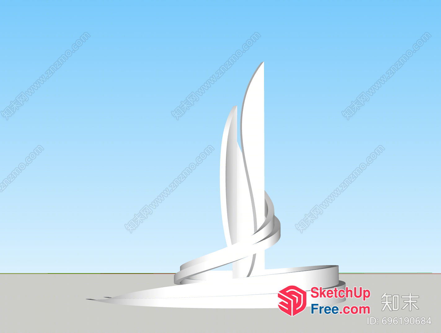 Modern White Sculpture In Front Of Blue Sky 3D SketchUp File