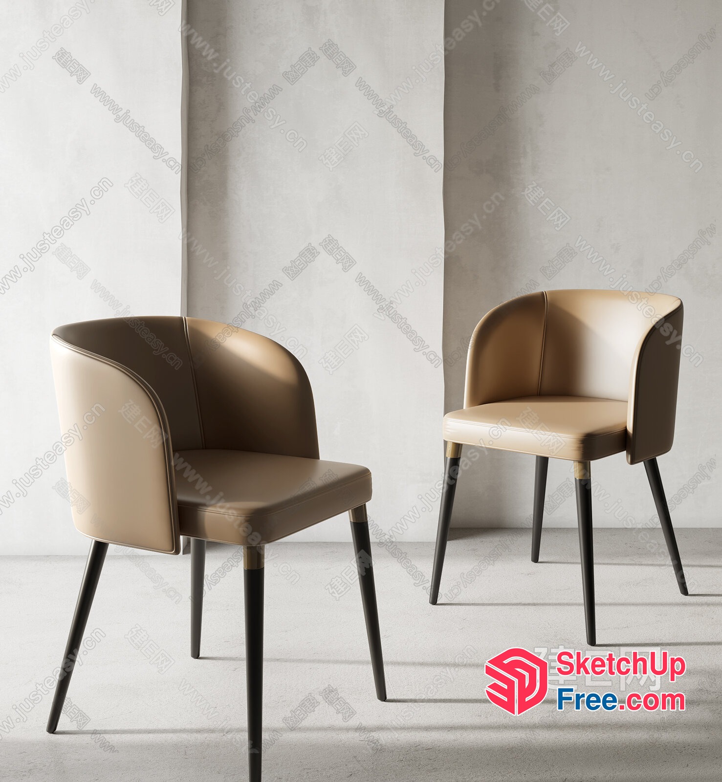 Two Chairs In A Minimalist Interior Setting 3D SketchUp File