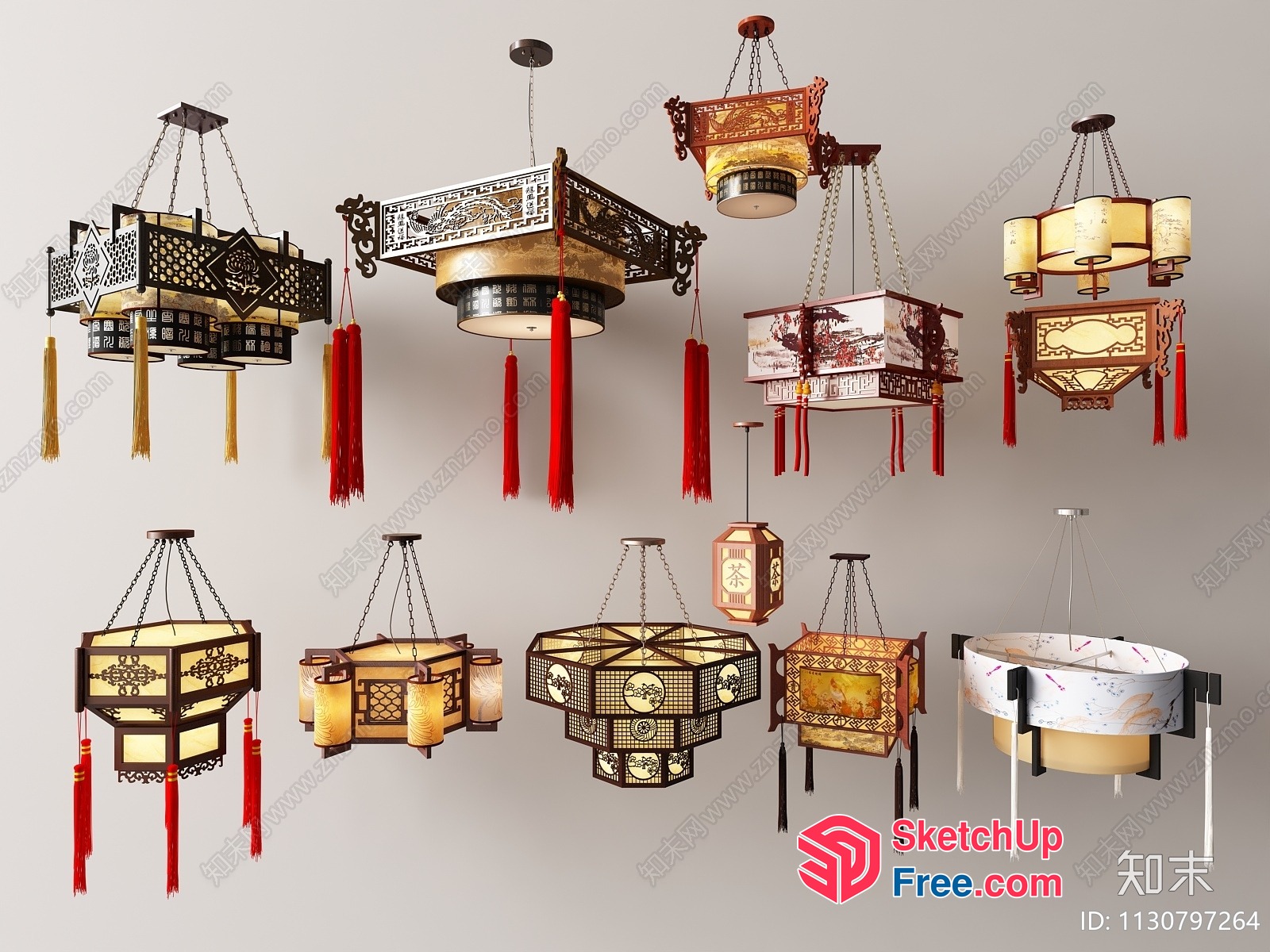Traditional Asian-Inspired Lanterns Collection 3D SketchUp File