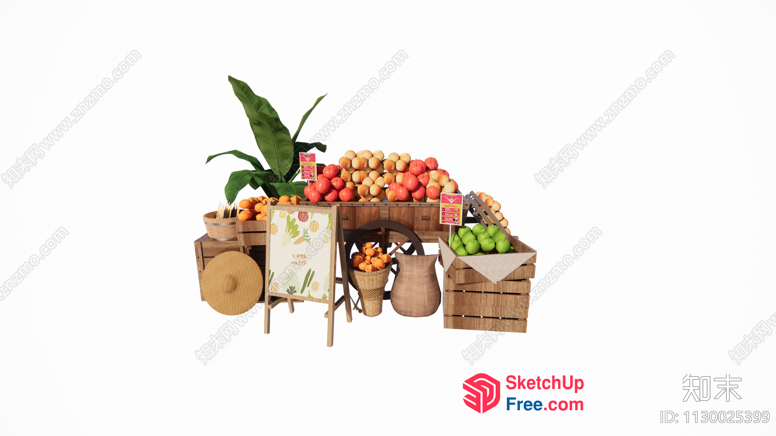 Vibrant Tropical Fruit Display 3D SketchUp File