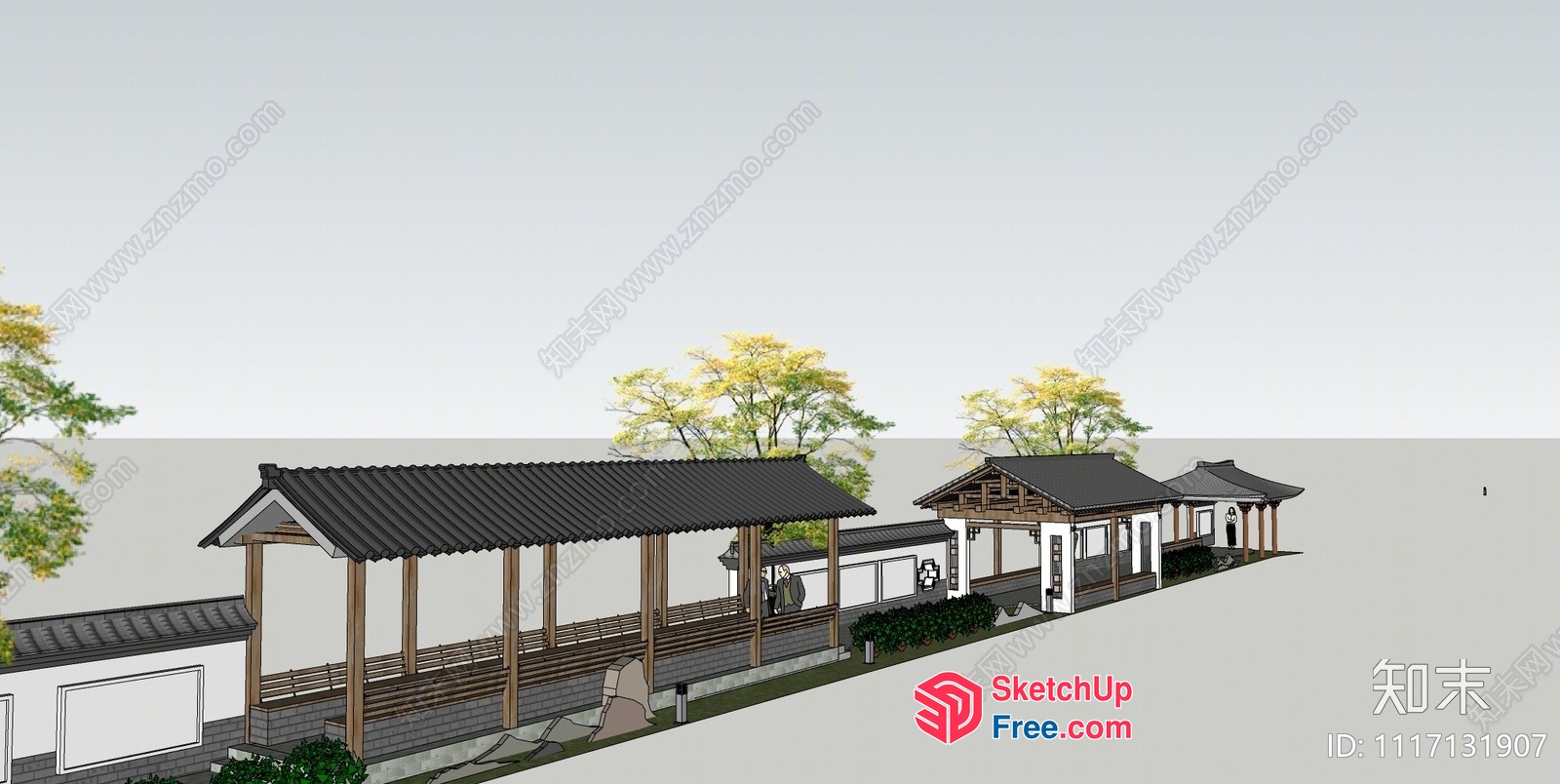 Traditional Japanese-Style Pavilion With Veranda 3D SketchUp File