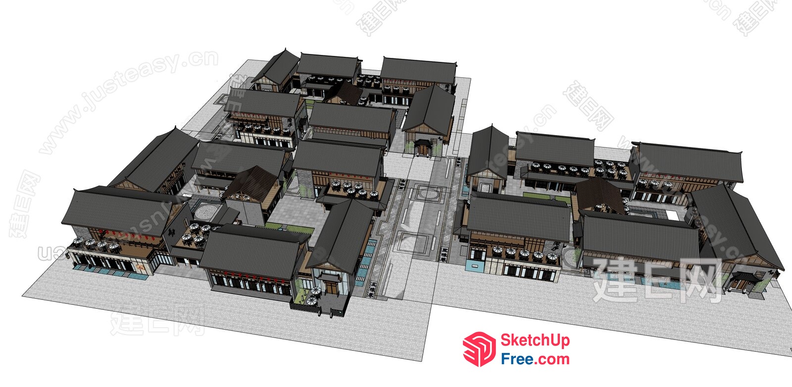 Traditional Asian Village Plan 3D SketchUp File