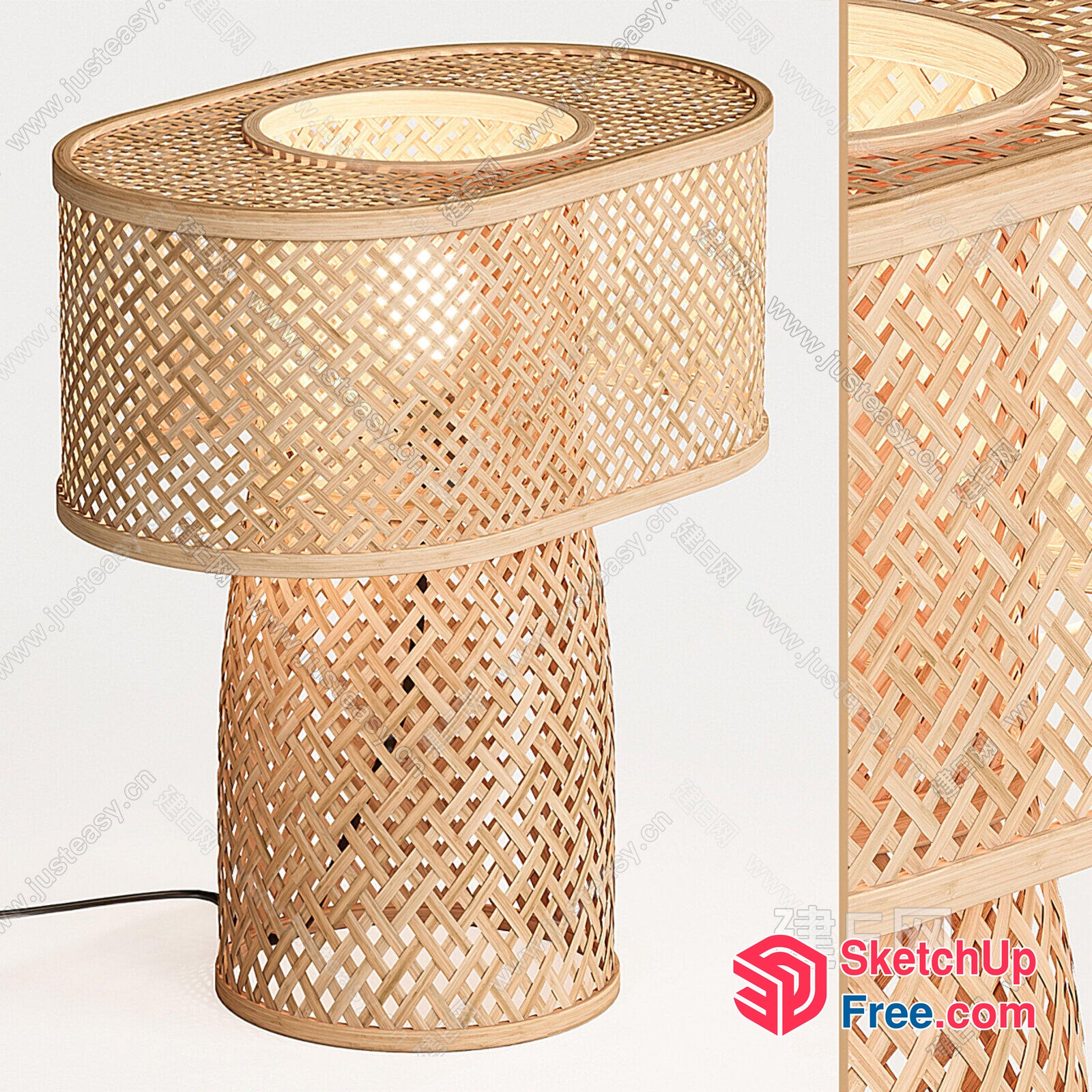 Woven Rattan Table Lamp With Unique Design 3D SketchUp File