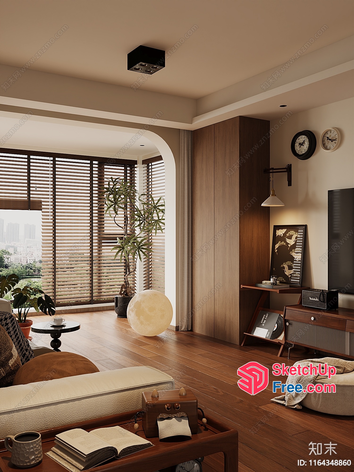 Cozy Living Room With Natural Light And Earthy Tones 3D SketchUp File