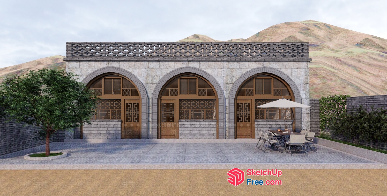 Classic Arabic-Style Building Exterior 3D SketchUp File