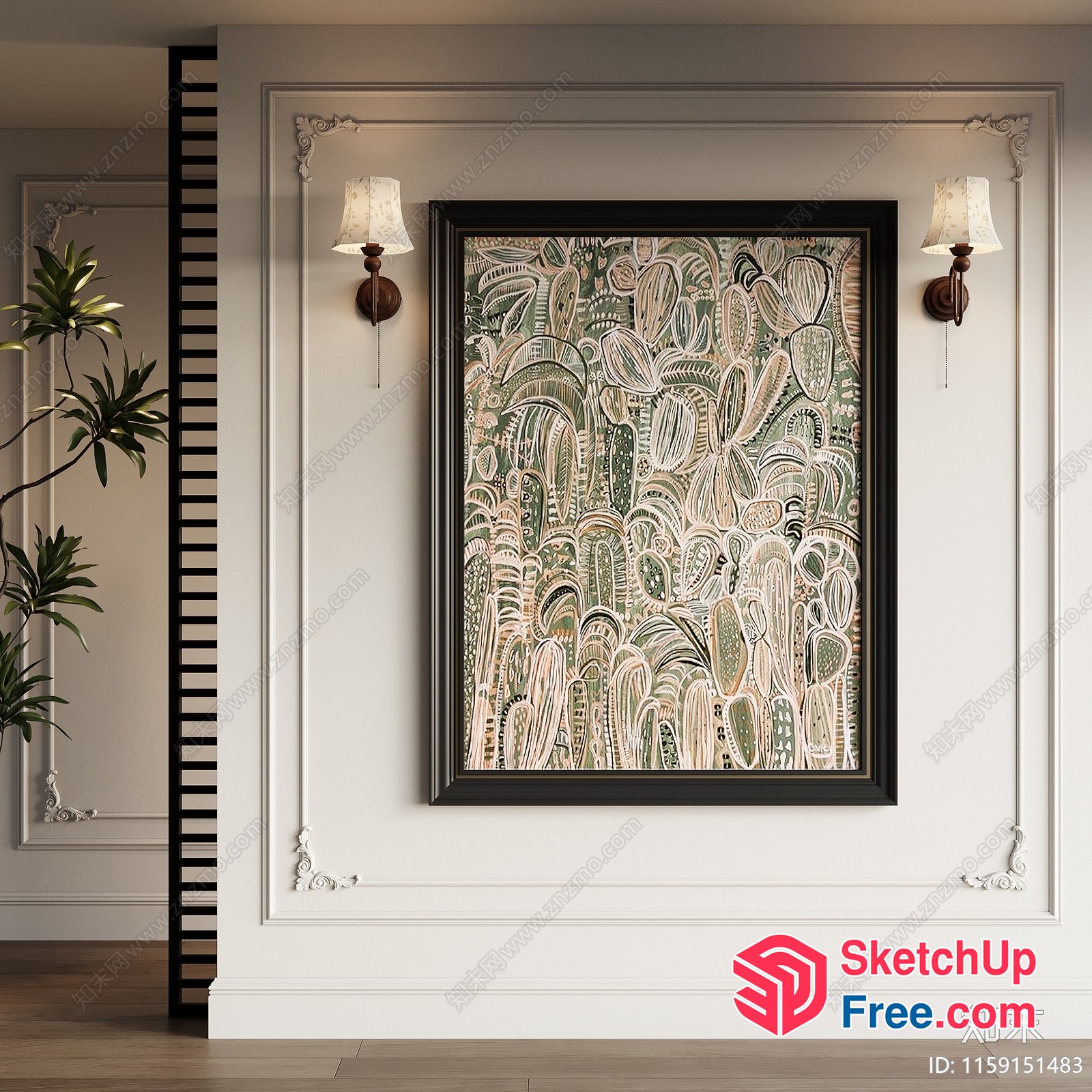Elegant Framed Artwork In Classic Moulding 3D SketchUp File