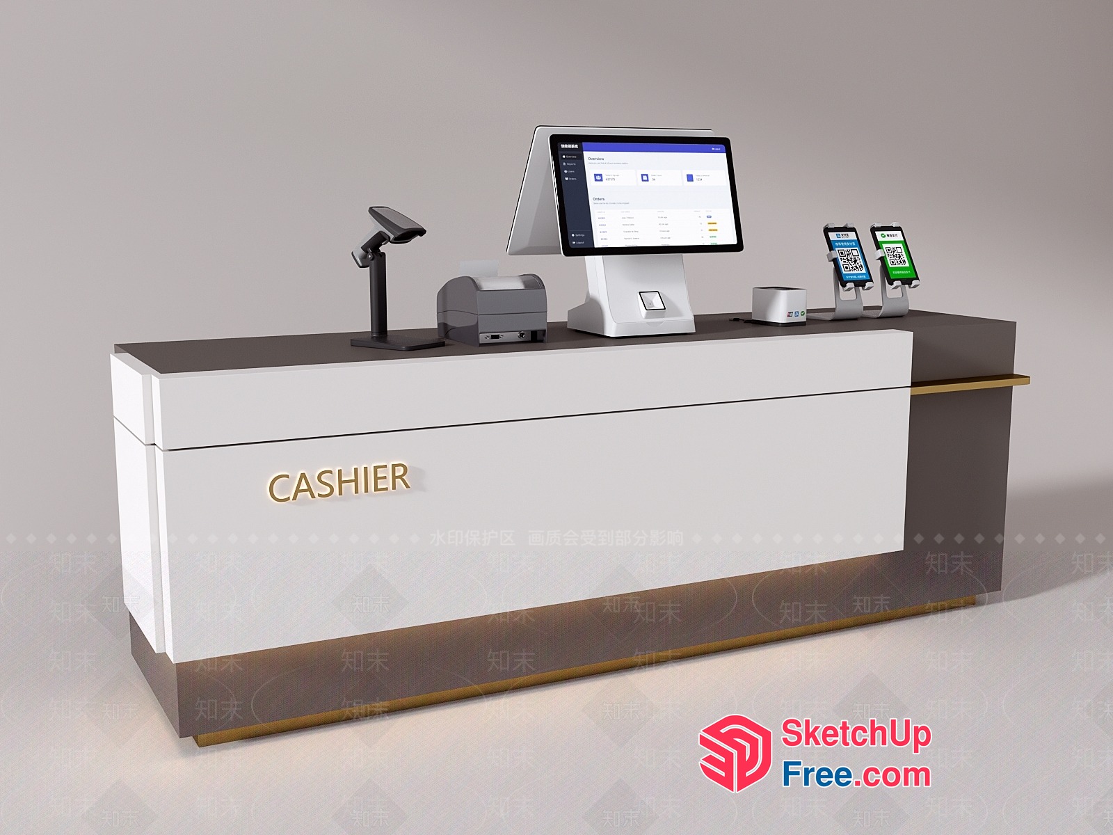 Modern Cashier Counter With Integrated Technology 3D SketchUp File