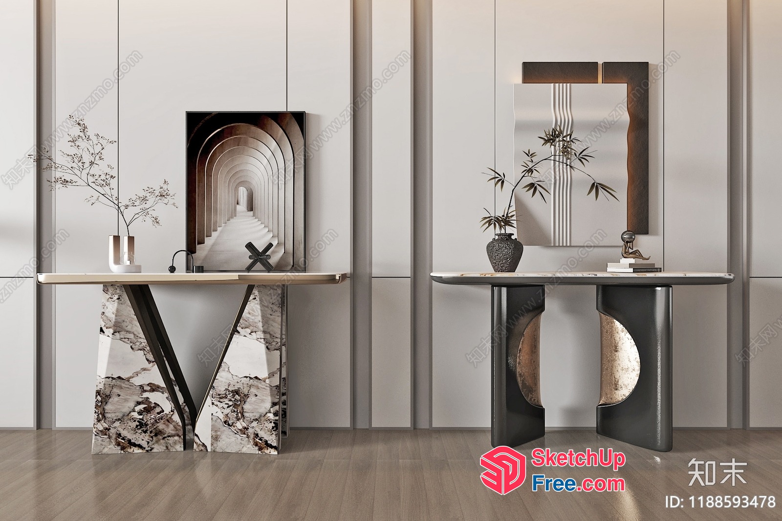 Modern Staircase And Console Tables 3D SketchUp File