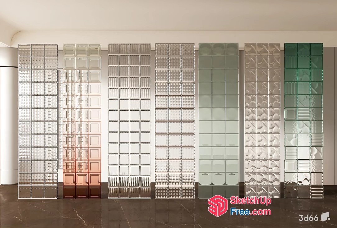 Glass Brick Partition Screen 3D SketchUp File