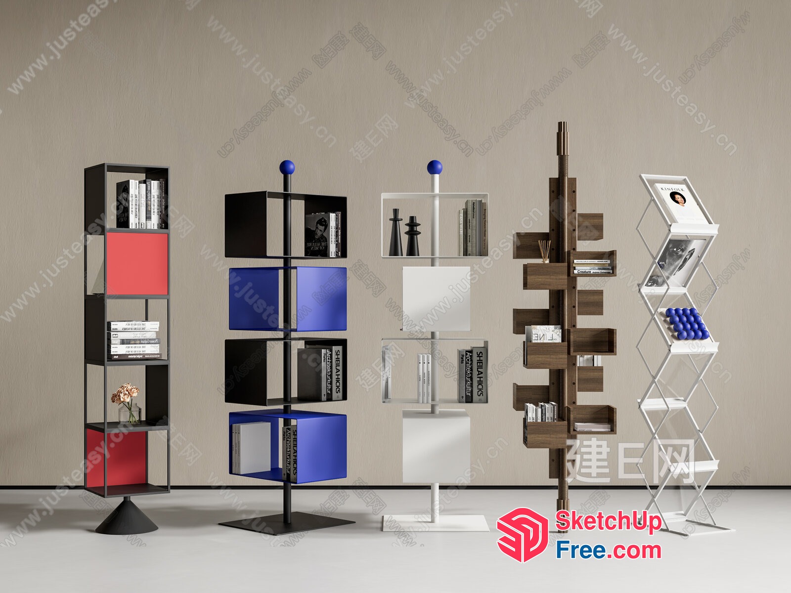 Modern Bookcase And Shelving Units 3D SketchUp File