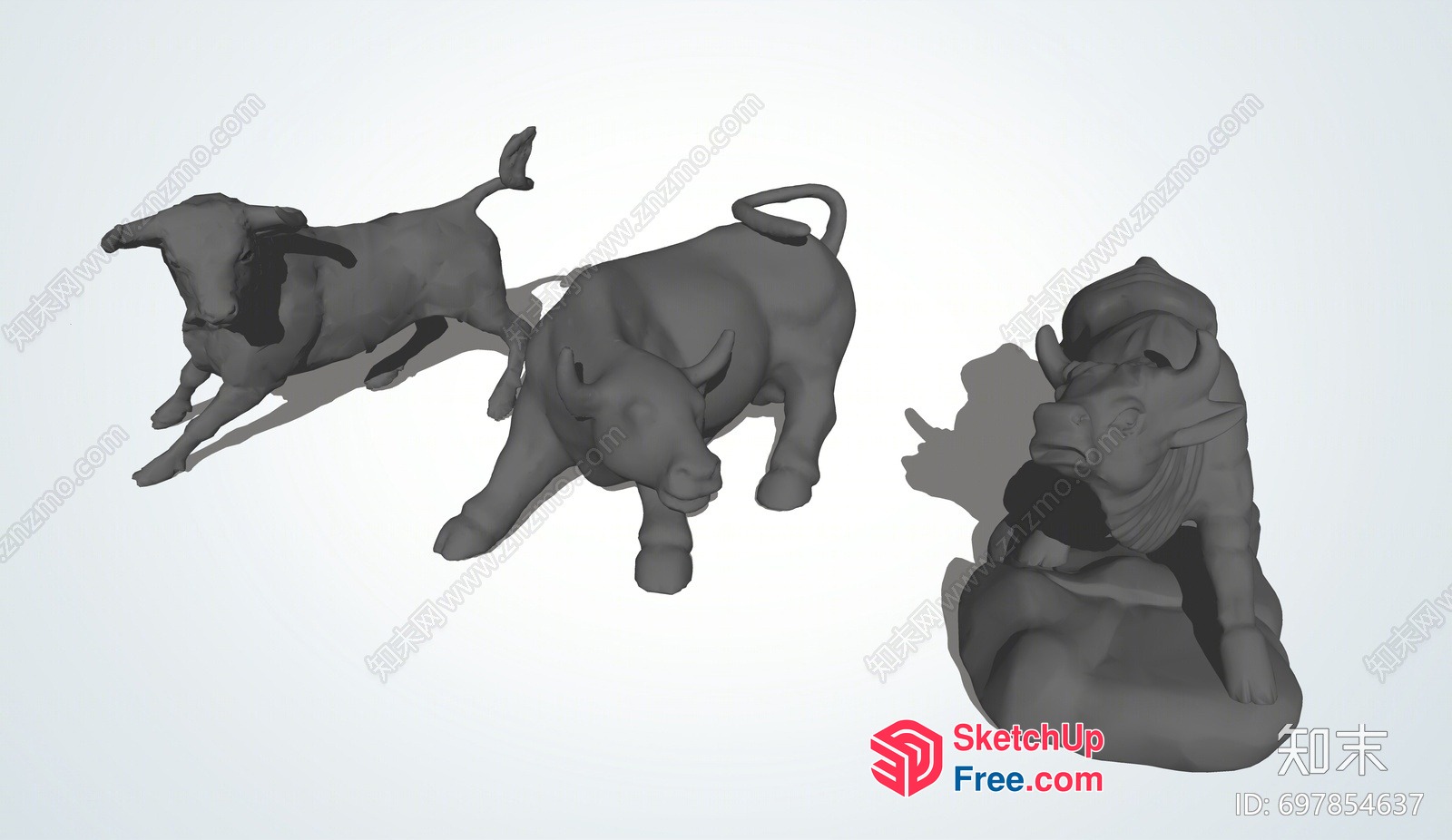 Bull Sculptures In Motion 3D SketchUp File