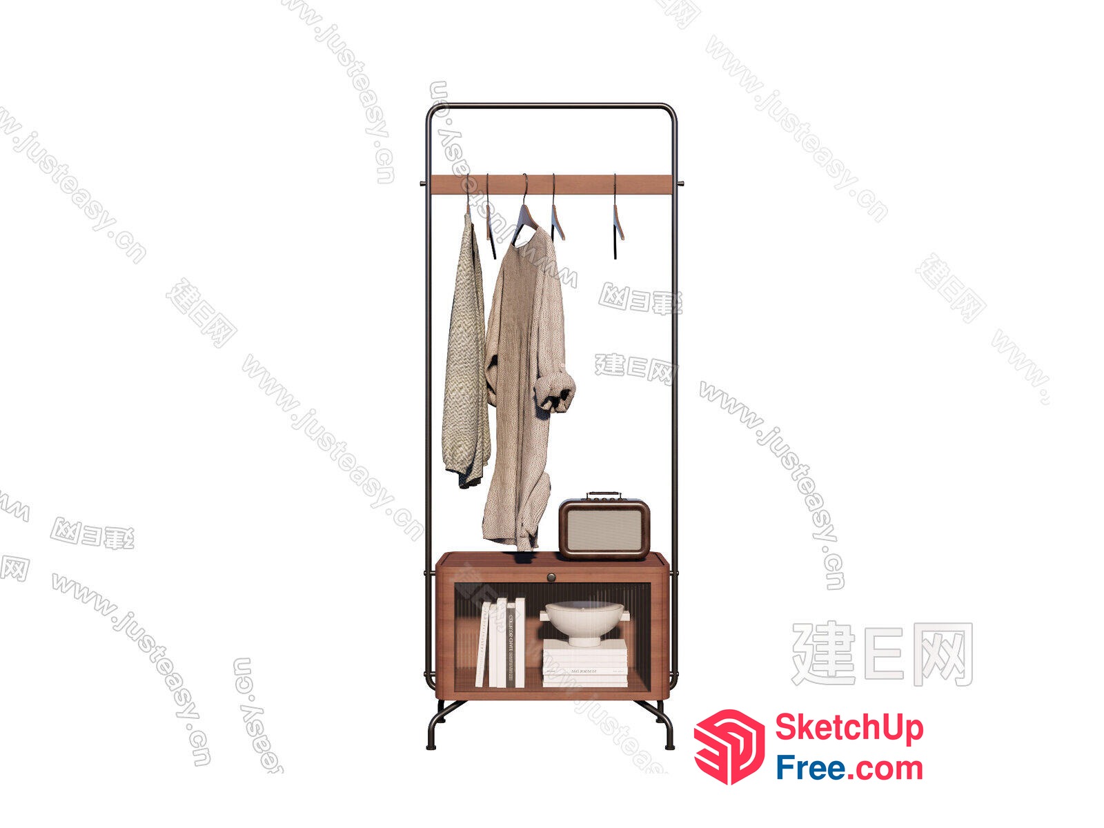 Modern Minimalist Coat Rack With Storage 3D SketchUp File