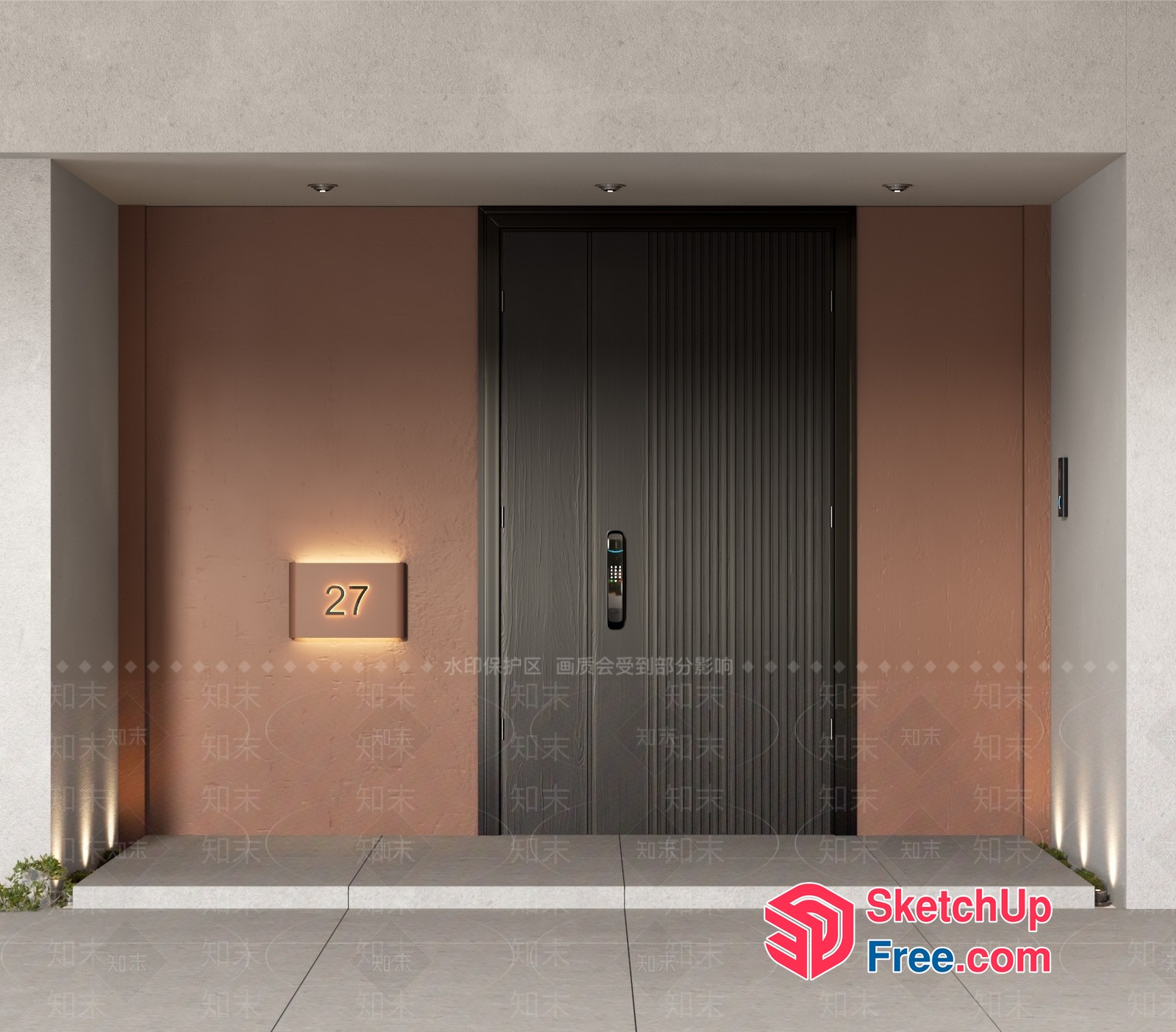 Modern Entrance With Elevator And Door 3D SketchUp File