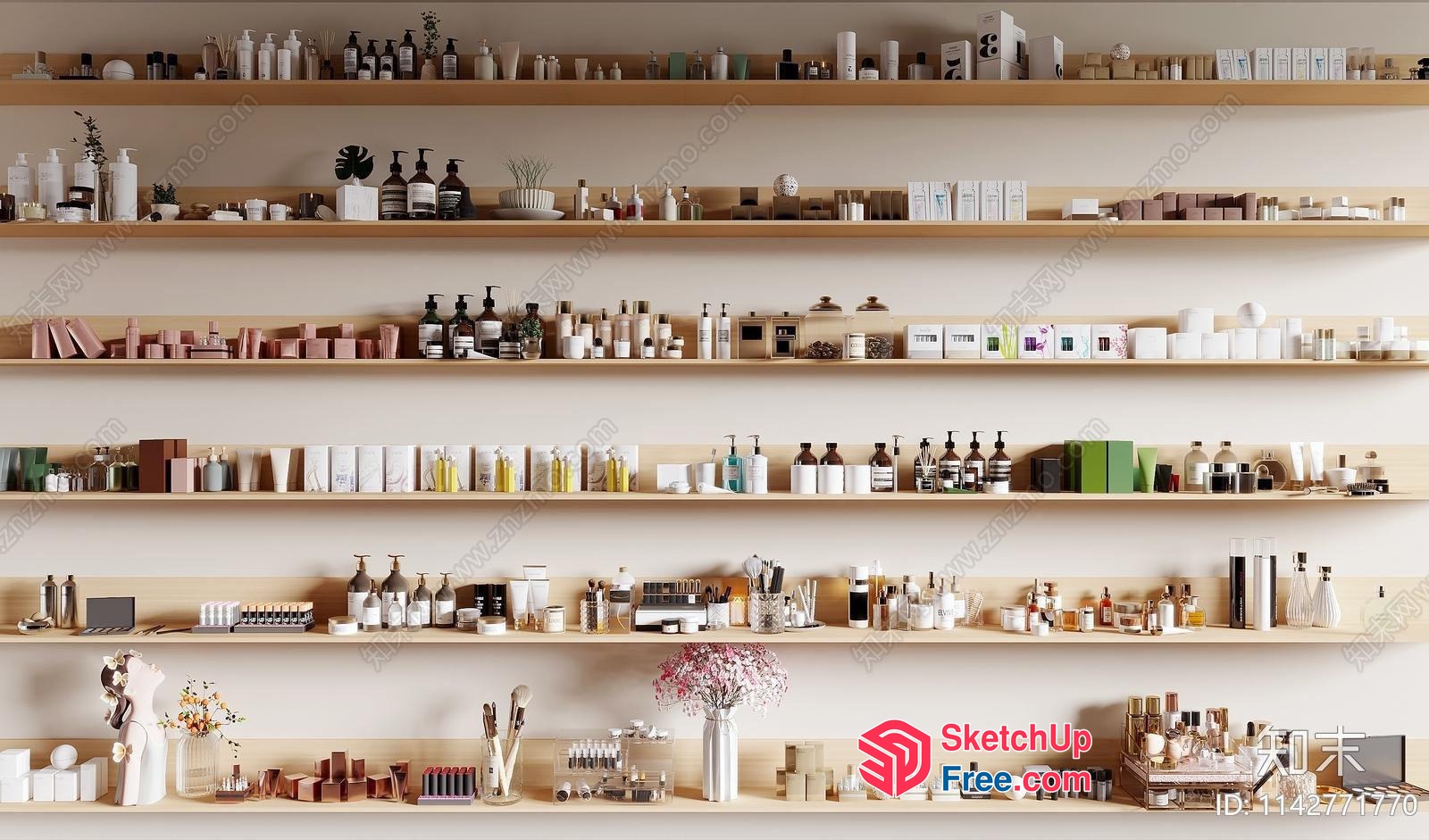 Shelf Display Of Various Decorative Items 3D SketchUp File
