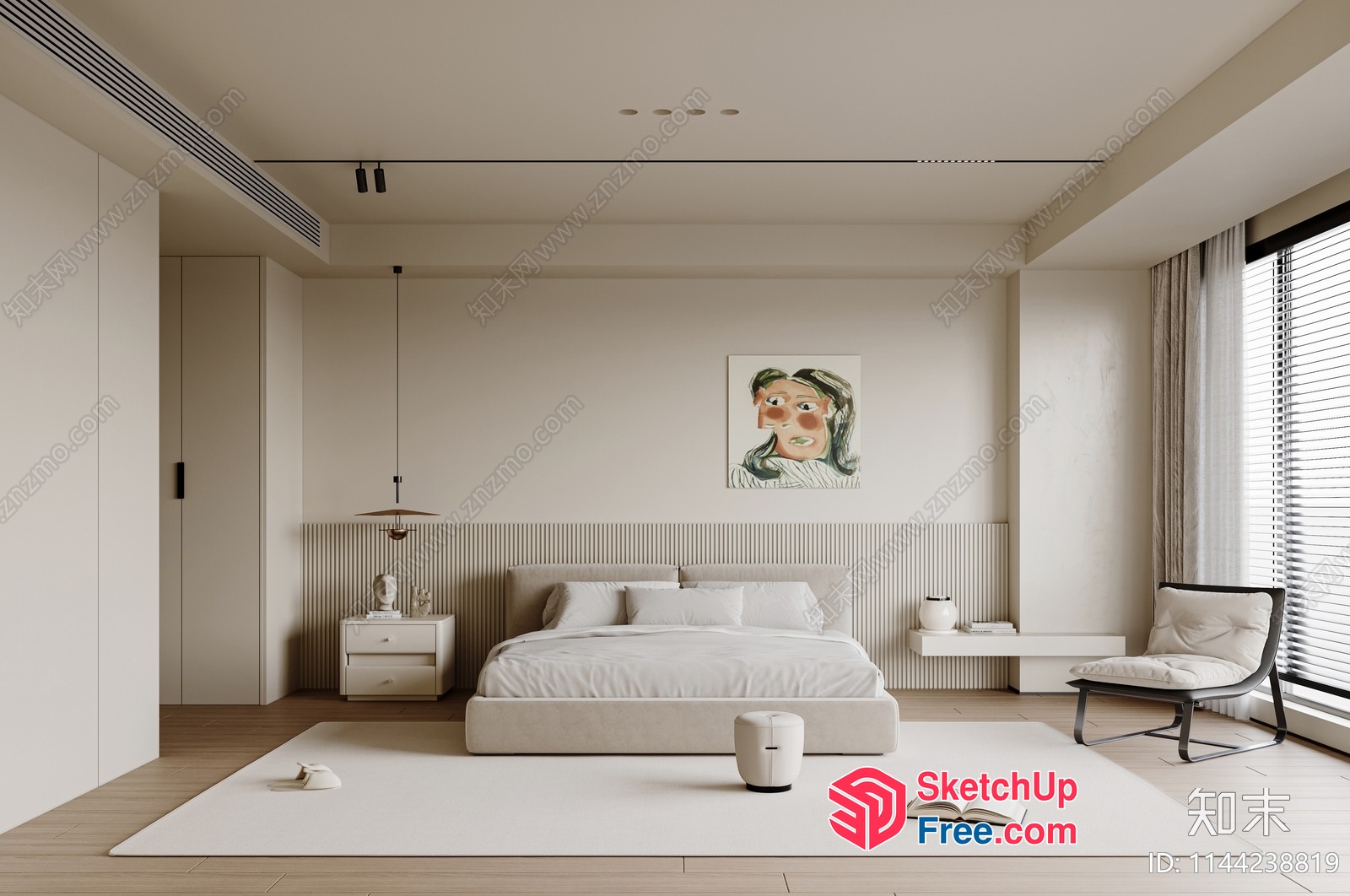 Minimalist European Style Bedroom 3D SketchUp File