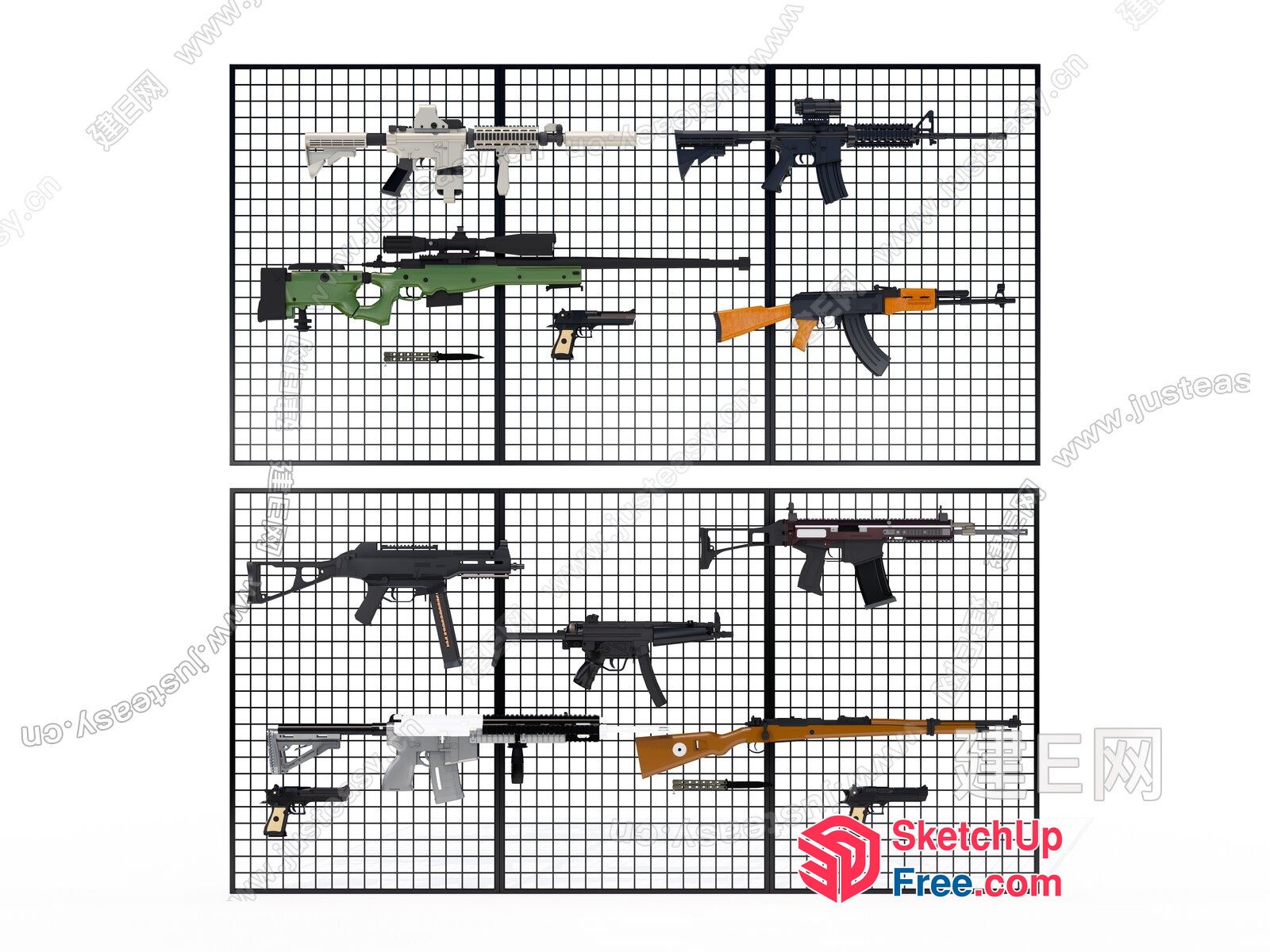 Modern Firearms Display 3D SketchUp File