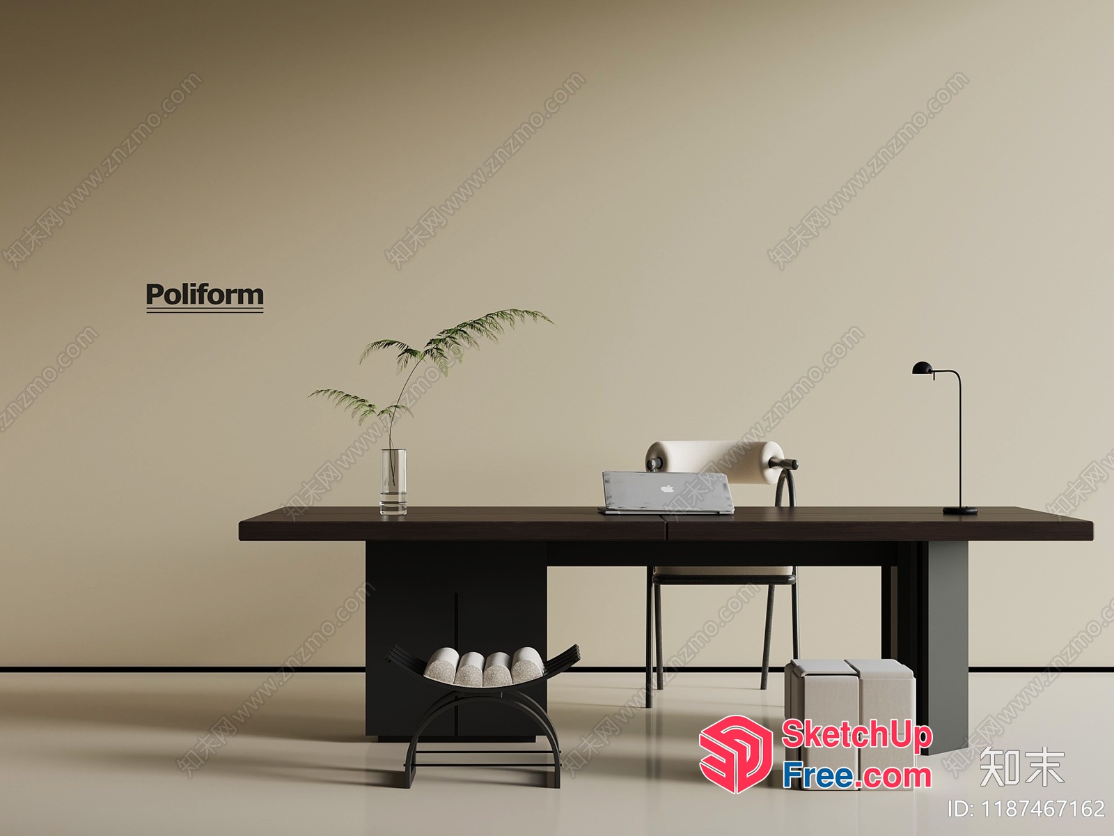 Office Space With Poliform Furniture 3D SketchUp File