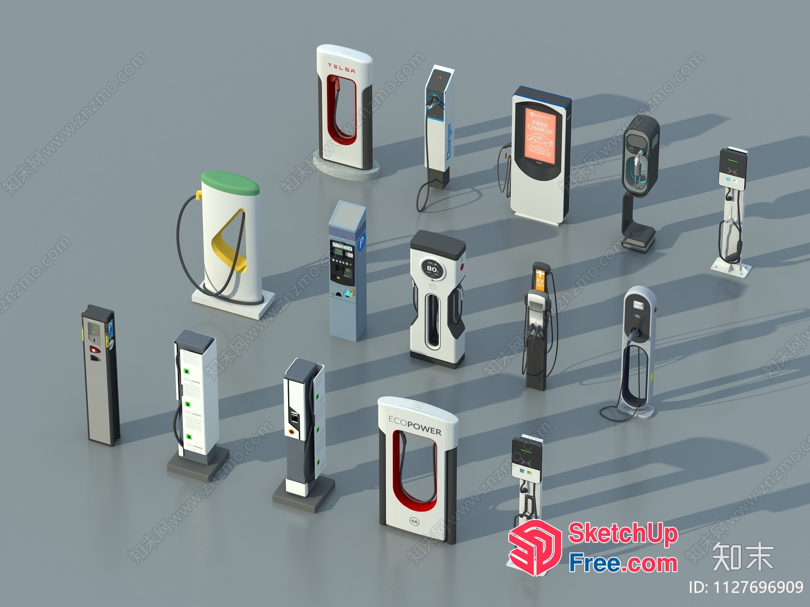 Gas Station Charging Stations 3D SketchUp File