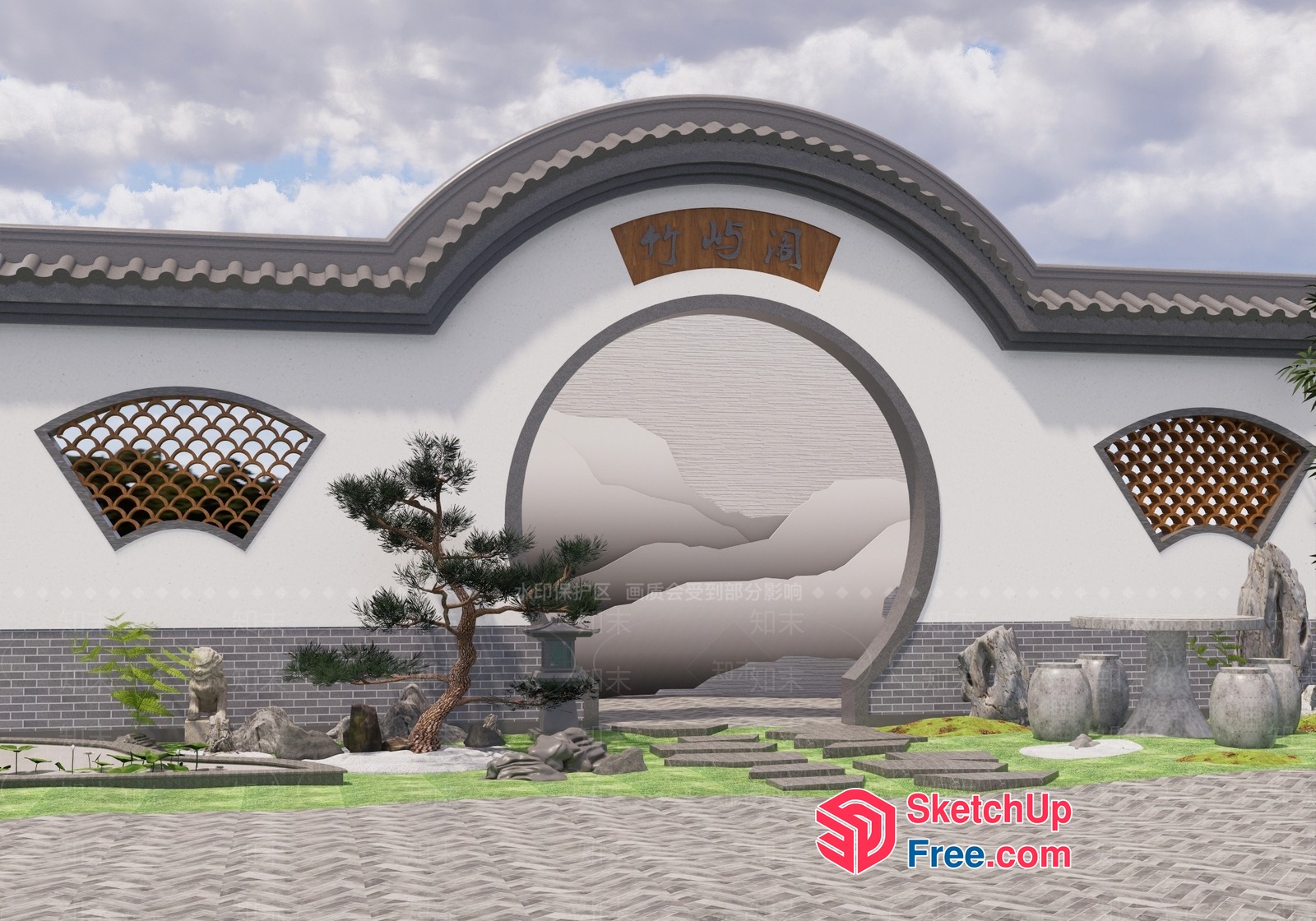 Traditional Asian-Inspired Architecture 3D SketchUp File