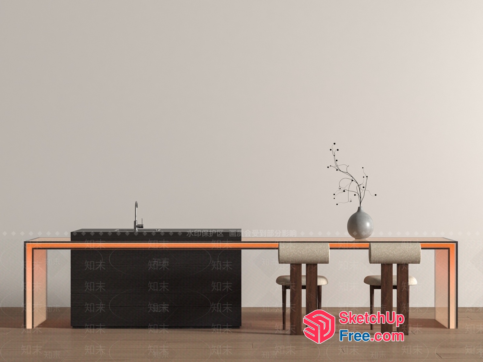 Modern Dining Room With Sleek Table And Chairs 3D SketchUp File
