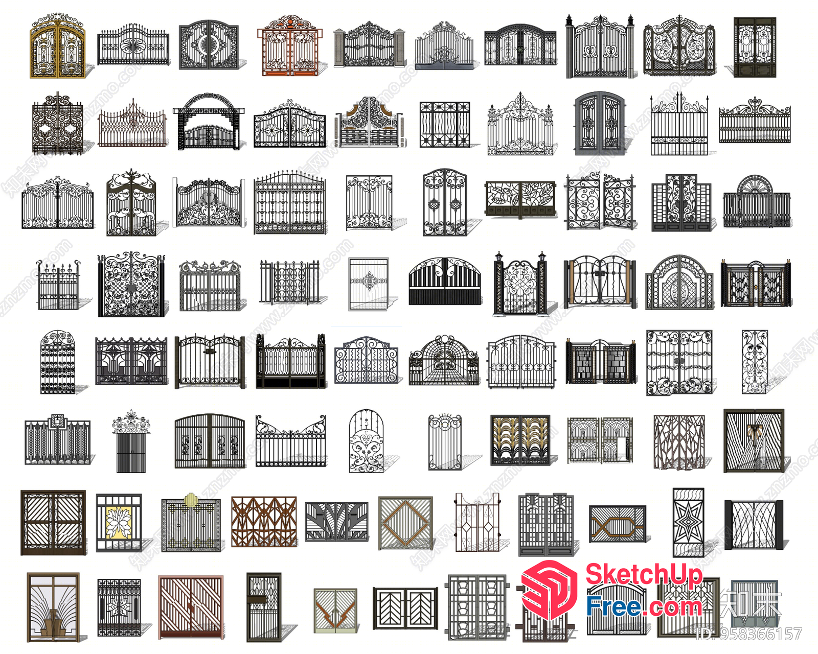 Ornate Iron Gate Designs Collection 3D SketchUp File