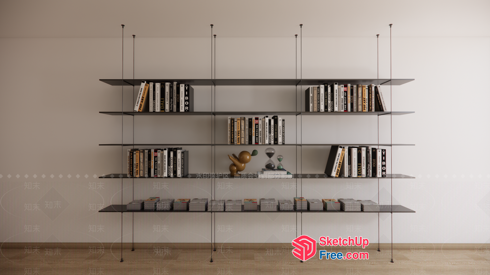 Modern Shelving Unit With Decorative Items 3D SketchUp File