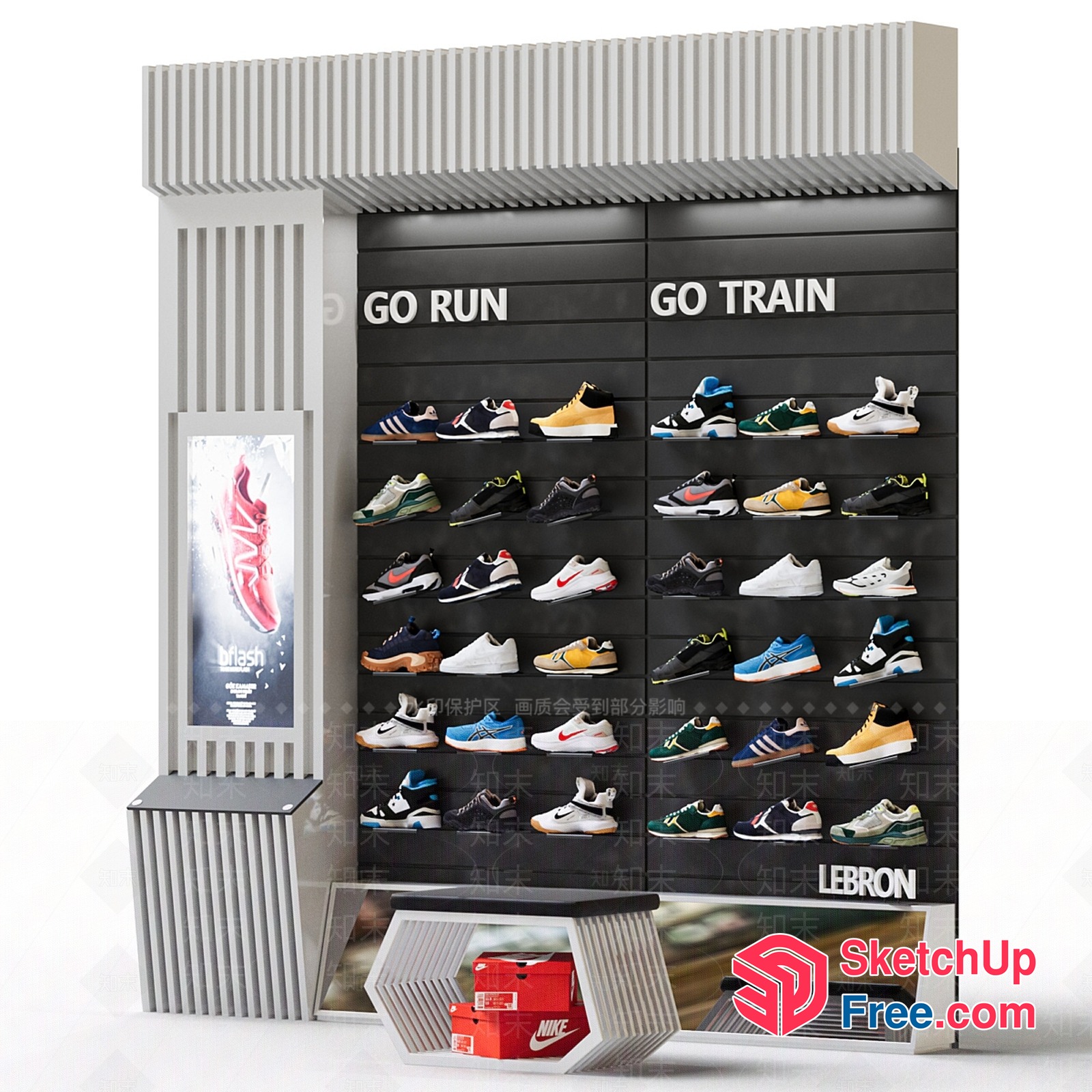 Modern Sports Shoe Display 3D SketchUp File