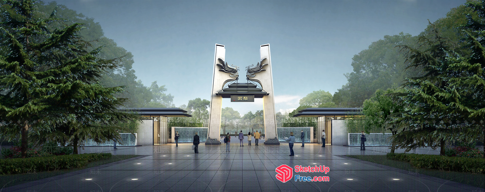 Entrance To A Modern Building With Unique Architectural Design 3D SketchUp File